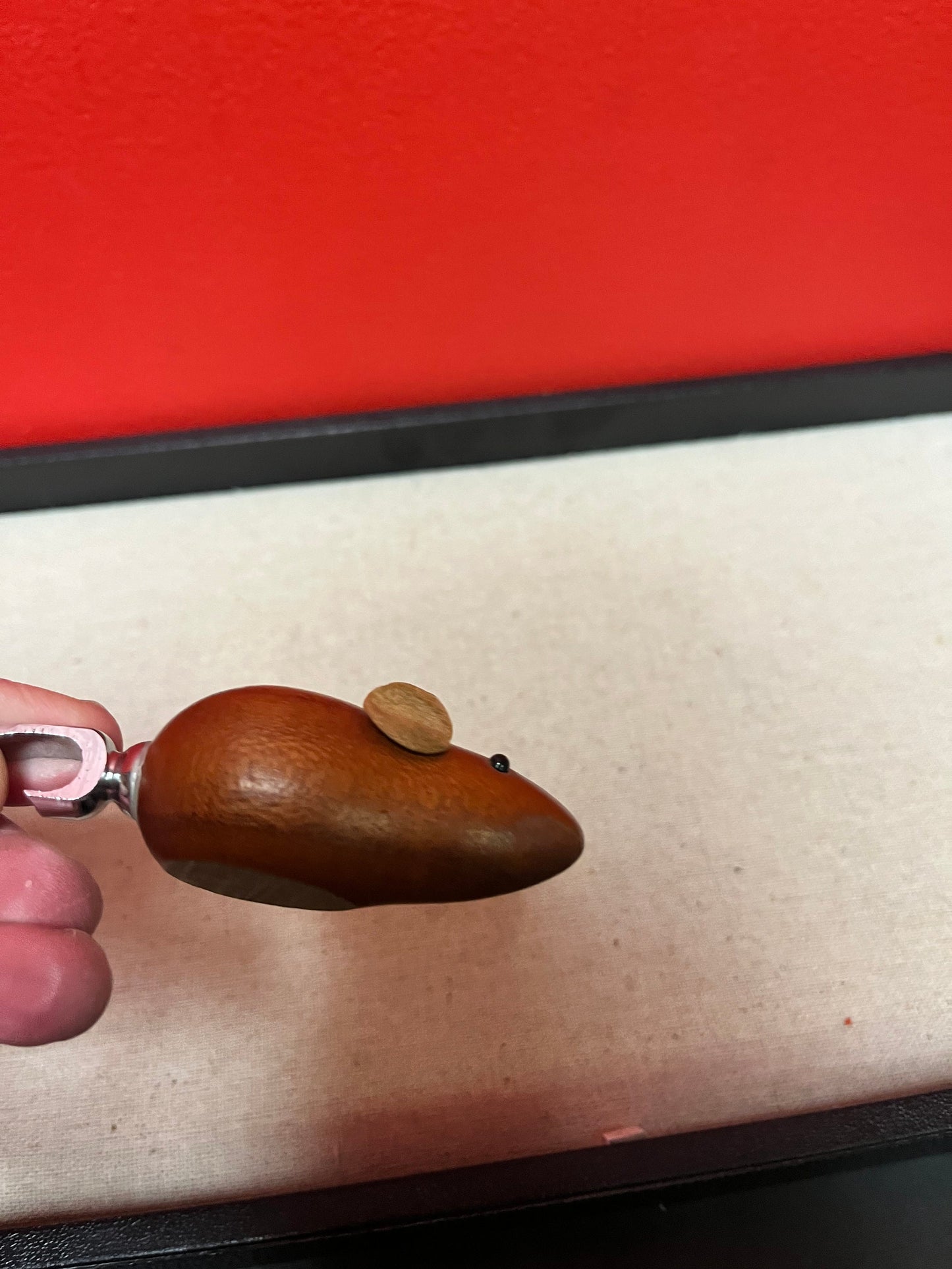 Lovely 3 1/2 inch long, MCM teak, mouse bottle opener