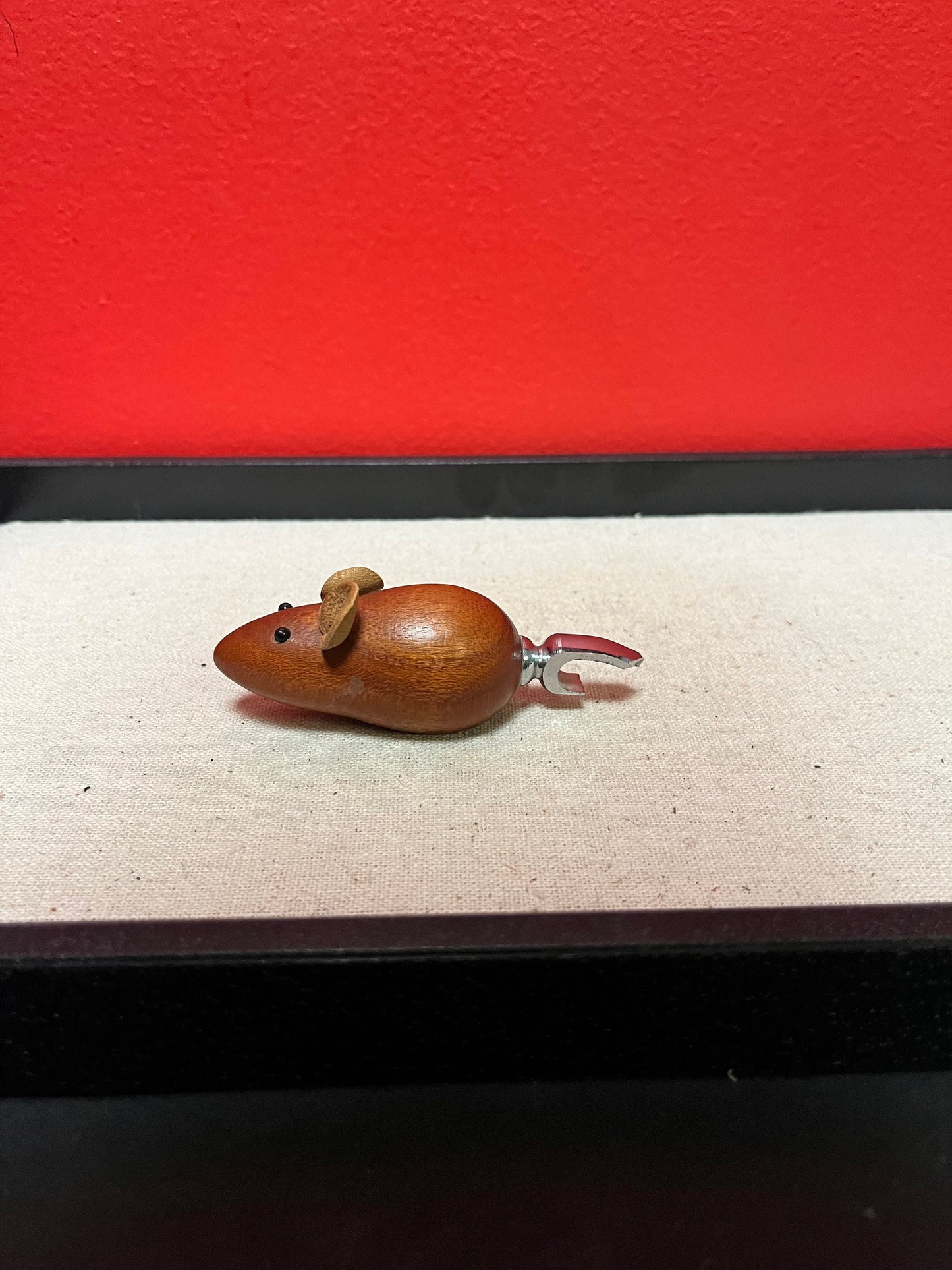 Lovely 3 1/2 inch long, MCM teak, mouse bottle opener