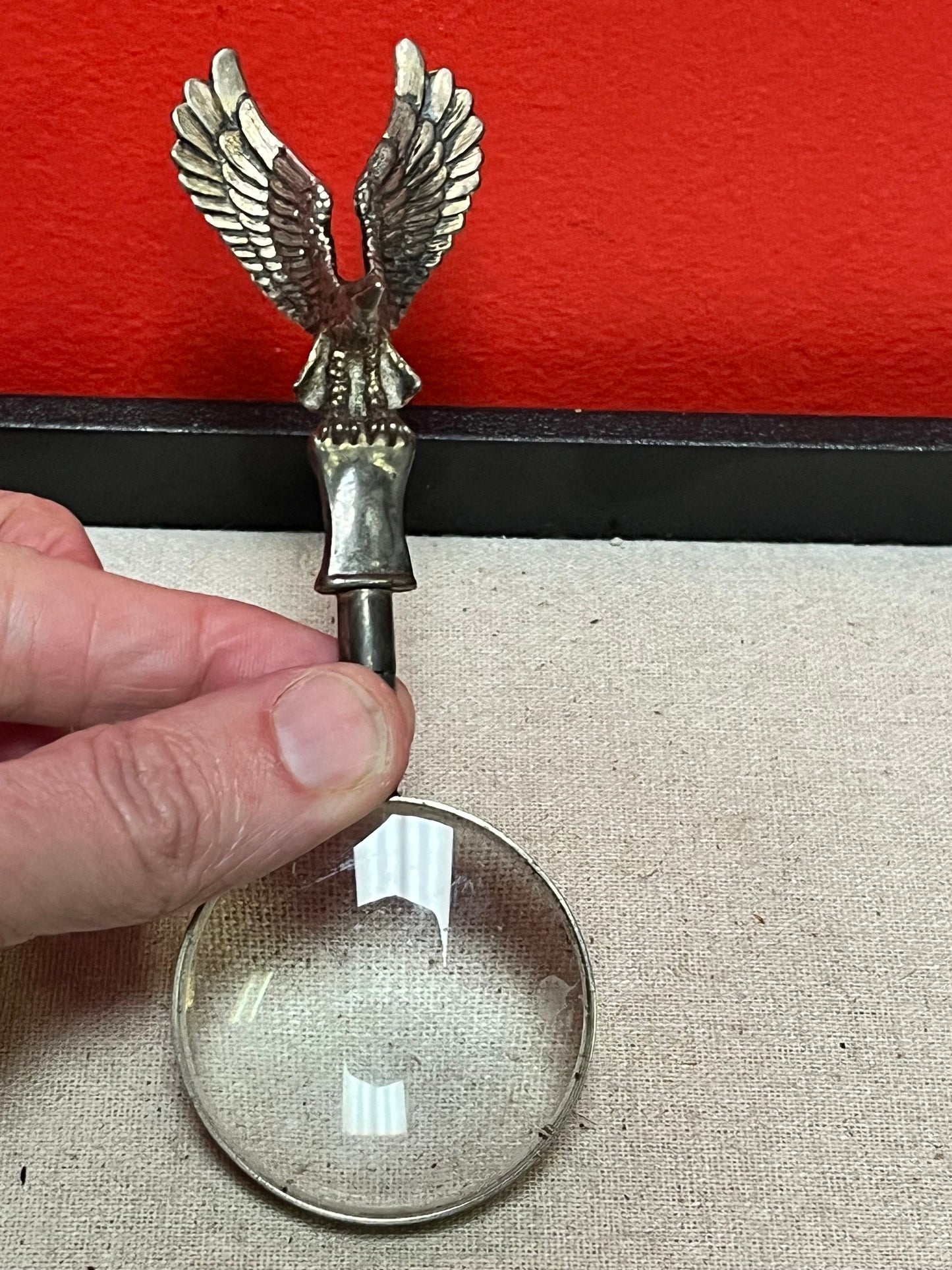 Very cool 6 inch older Eagle handled metal magnifying glass