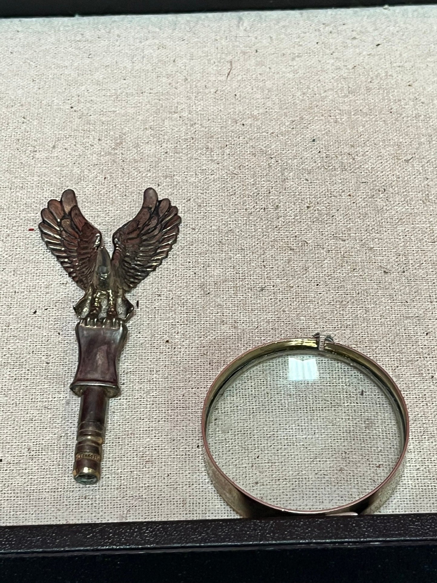 Very cool 6 inch older Eagle handled metal magnifying glass