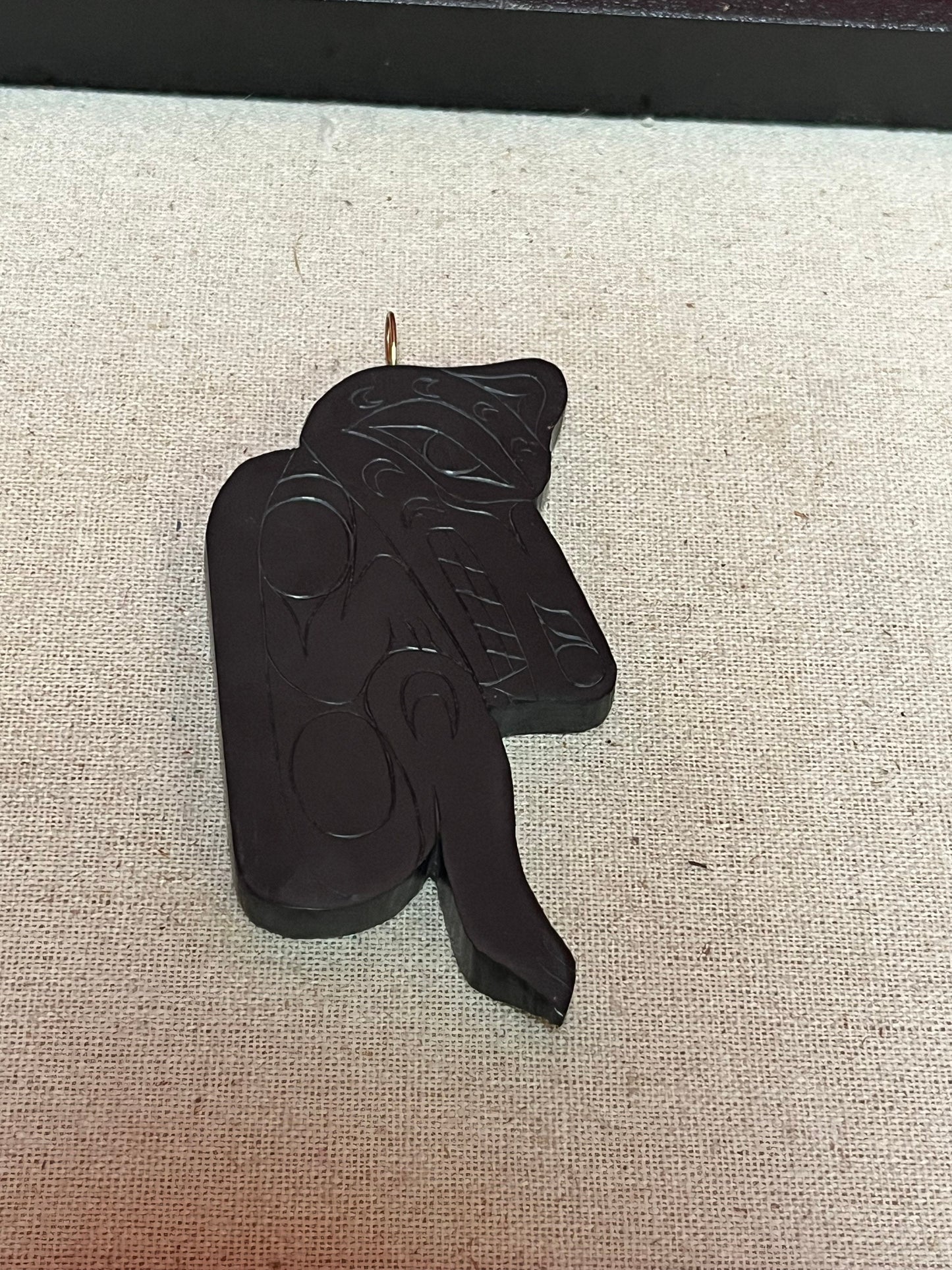 4.5 inch stunning argillite wolf human  transformation pendant  perfect condition