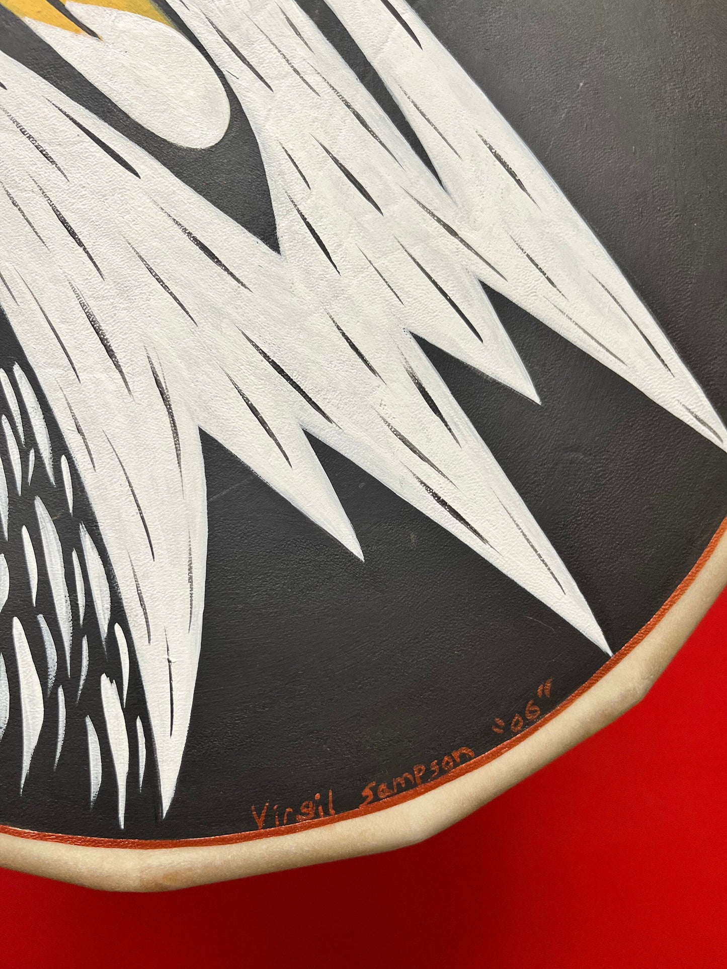 Amazing 12 inch wide hand painted indigenous first nations Pacific Northwest coast signed drum great imagery - eagle