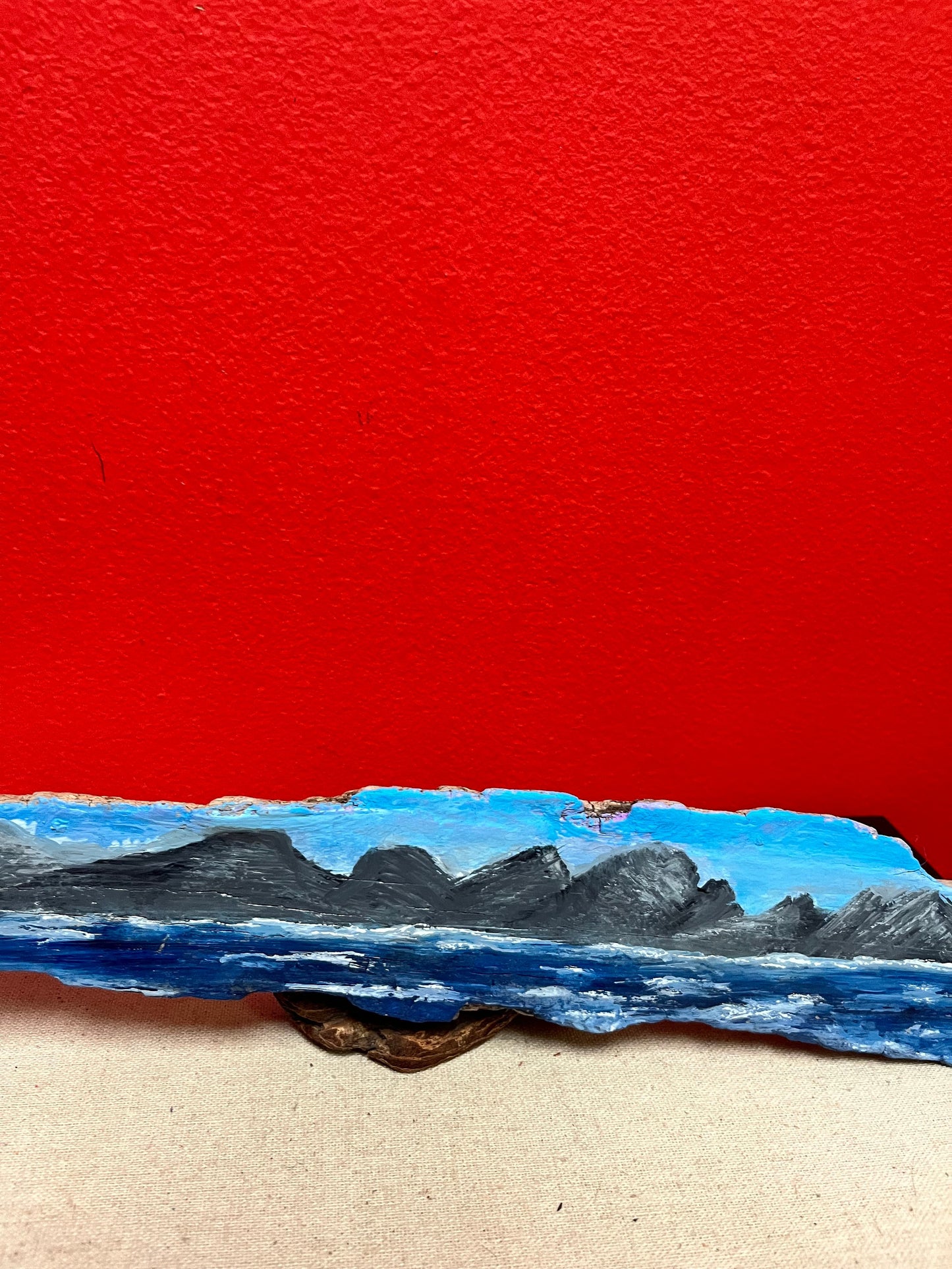 Lovely hand painted Driftwood art from the nanaimo British Columbia   12 inches long  great gift