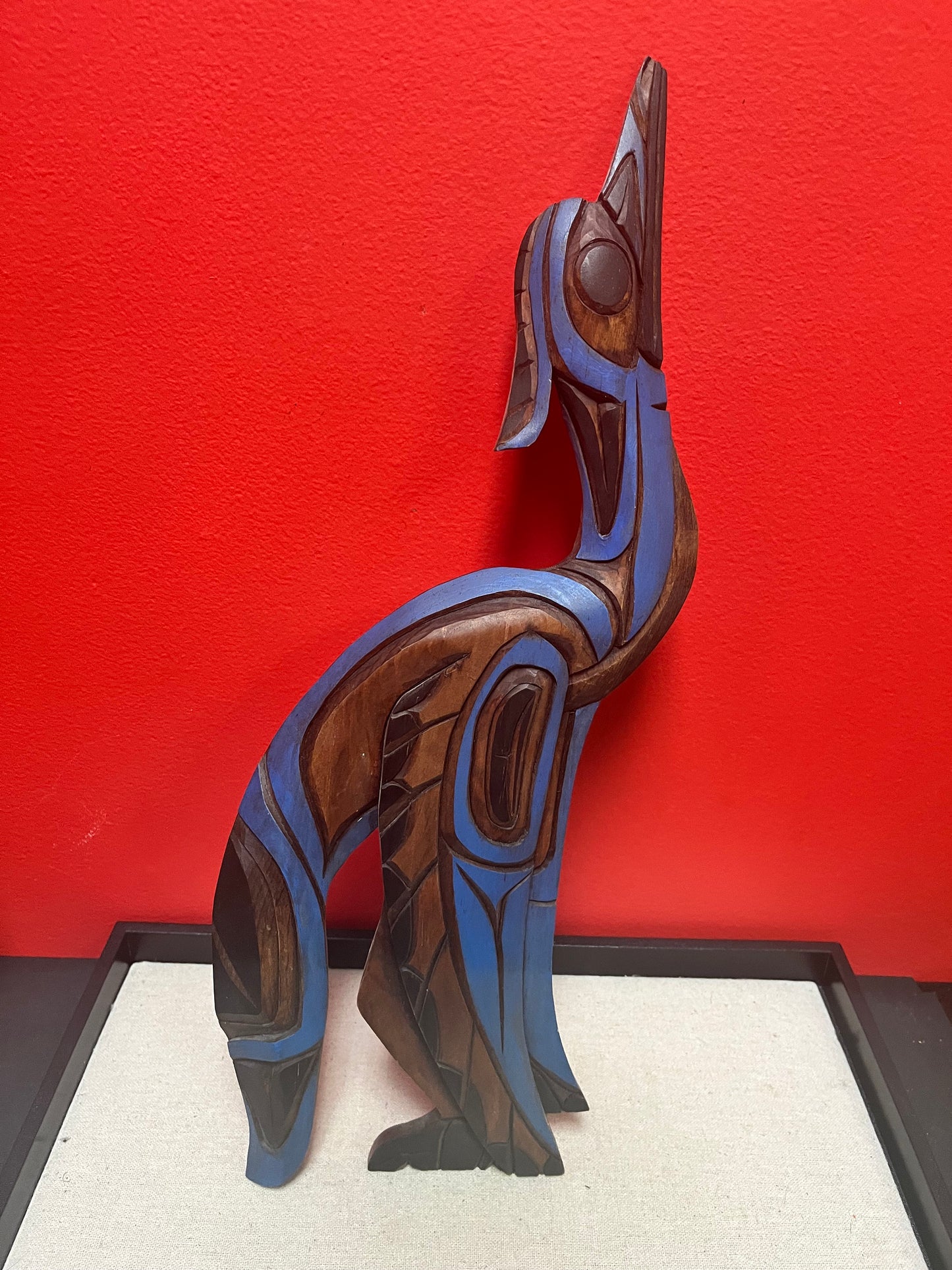 Lovely 17 inch tall, indigenous, first nation specific northwest coast Heron transformation plaque  signed and ready to hang - wow