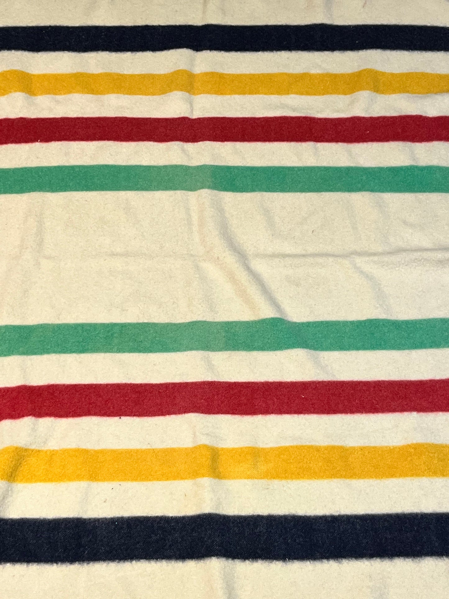 Fantastic 60 x 50 authentic antique Hudson Bay company 3.5 stripe blanket in great condition   hundred percent wool Canadian iconic