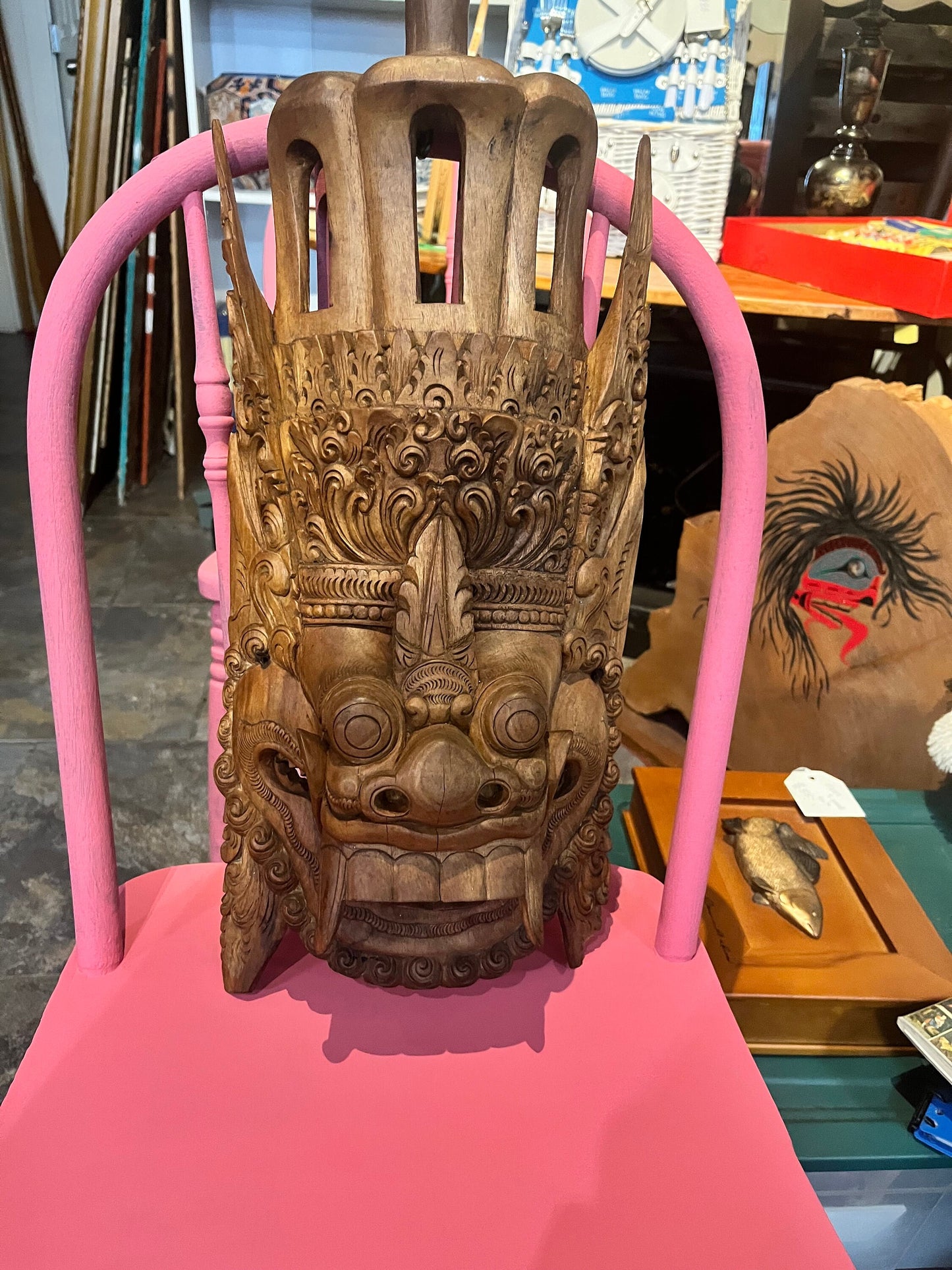 Approx 20 inch tall, stunning vintage Indonesian bali  mask   amazing detail and great condition  wow