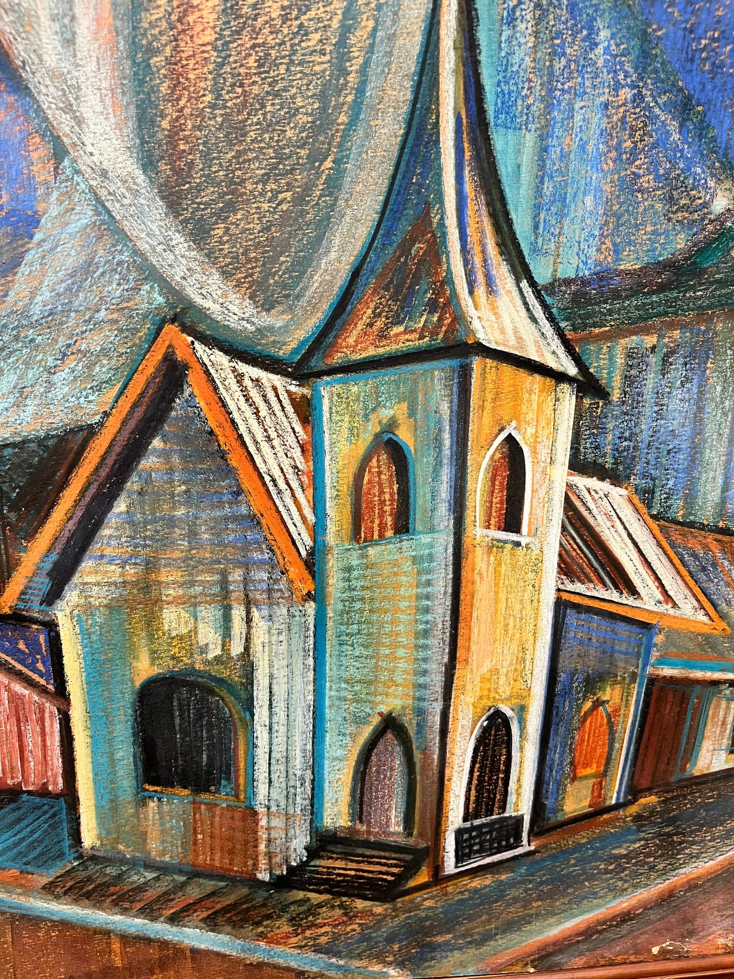 33 x 22 Al Robson famous Norwegian mcm pastel framed  little as is  see photos   beauty original