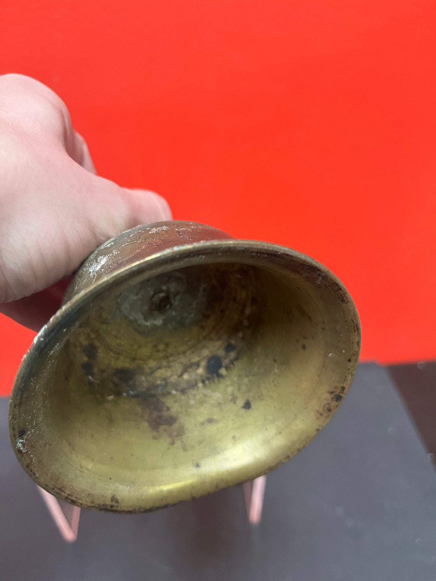 Lovely very old bronze Nepalese, Temple  bell with great patina  missing little ringer thing