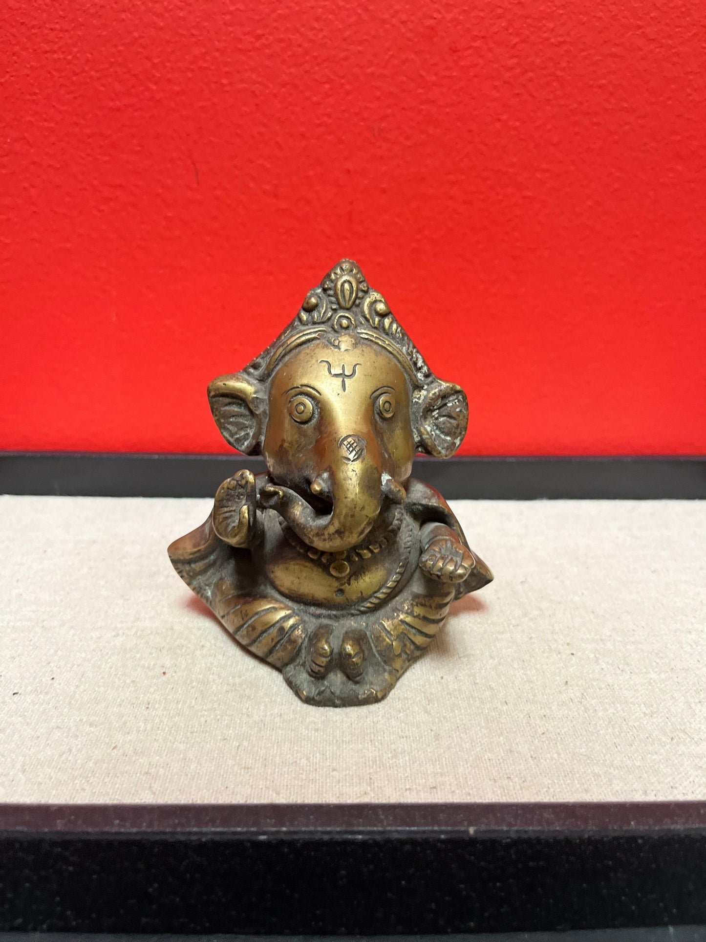 Solid bronze 5 inch high Indian Ganesh stature  great patina and very heavy