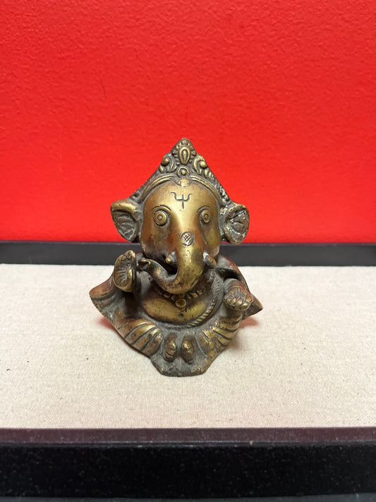 Solid bronze 5 inch high Indian Ganesh stature  great patina and very heavy