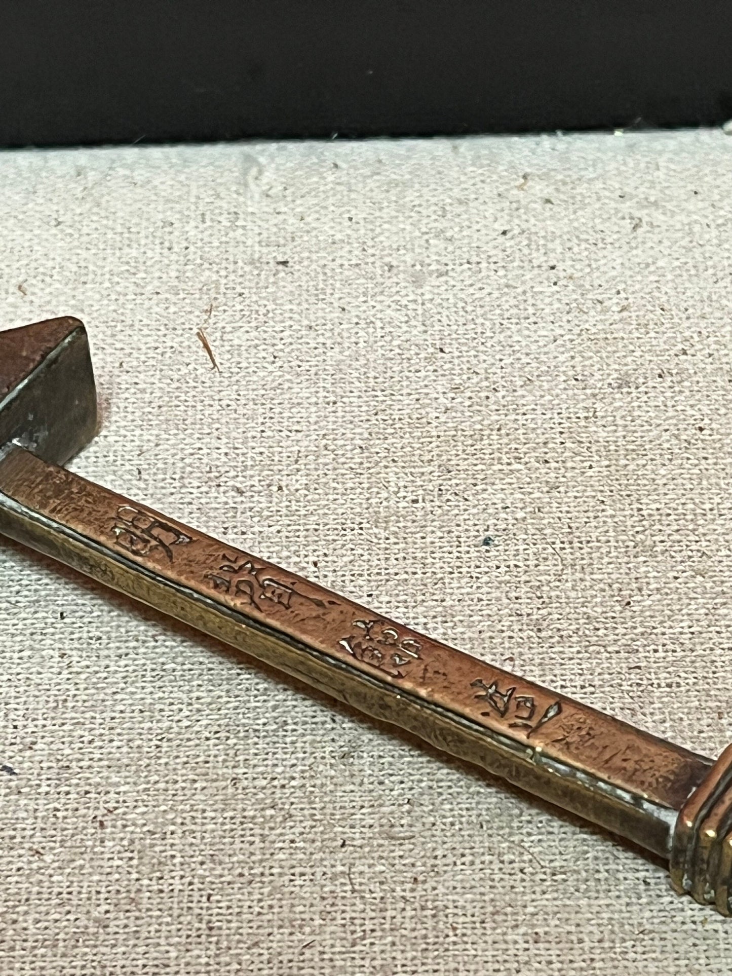 Unusual 5 inch Chinese antique brass hammer