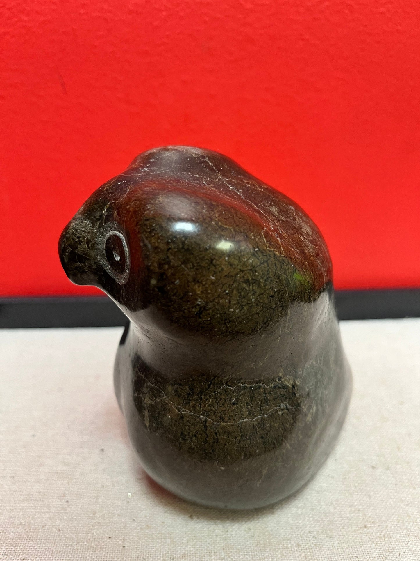Absolutely stunning museum quality 5 inch tall signed indigenous Inuit soapstone owl  mint condition  really quality piece