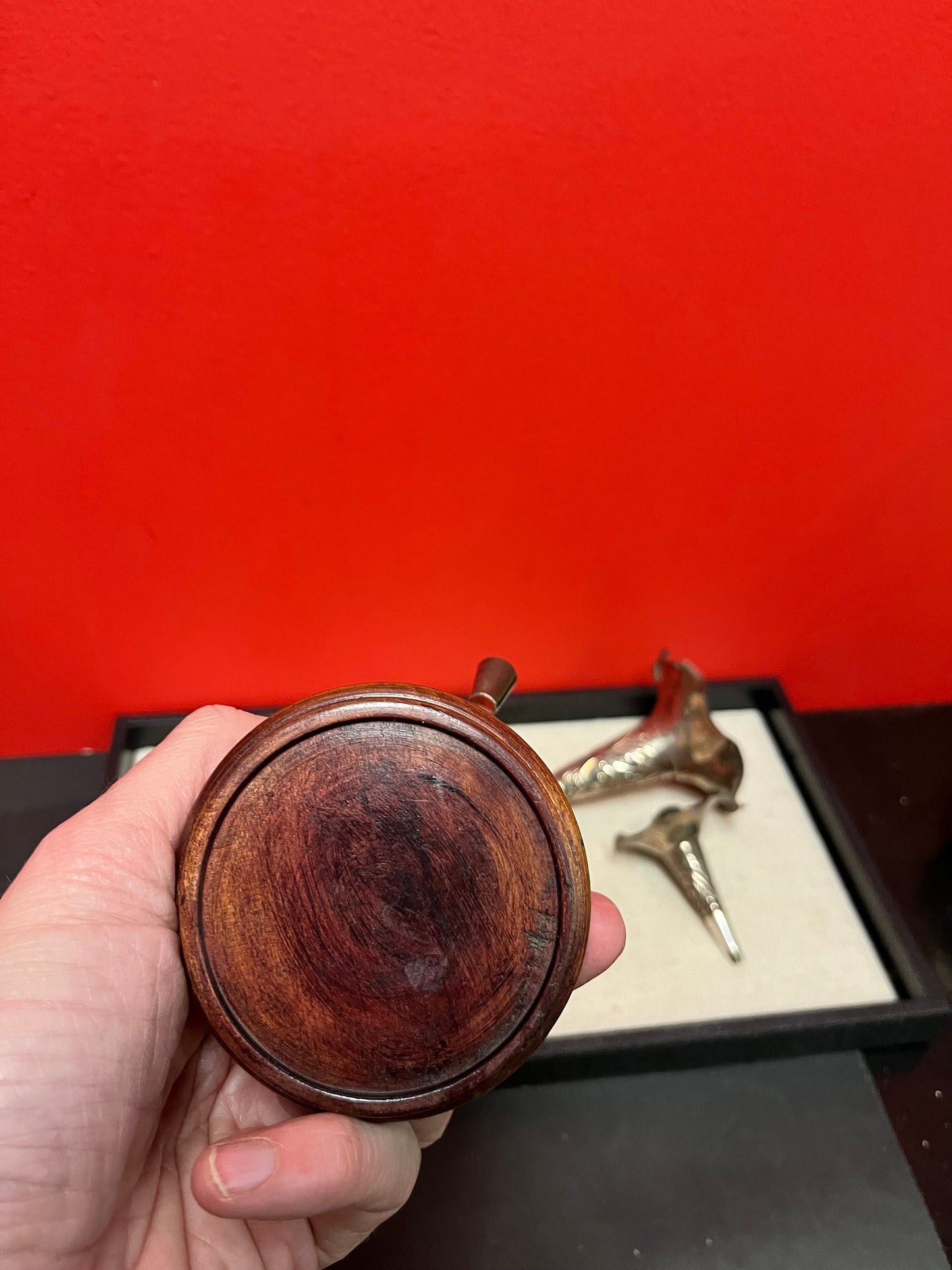 Stunning antique Chinese sterling silver unmarked epergne  great piece on rosewood stand  wow