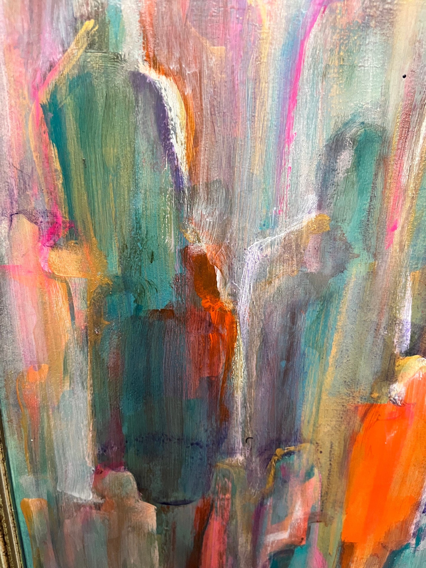 An   Exquisite 24 x 17 well-known Vancouver Island artist Marie Heath  untitled abstract  acrylic on board - stunningly framed - wow