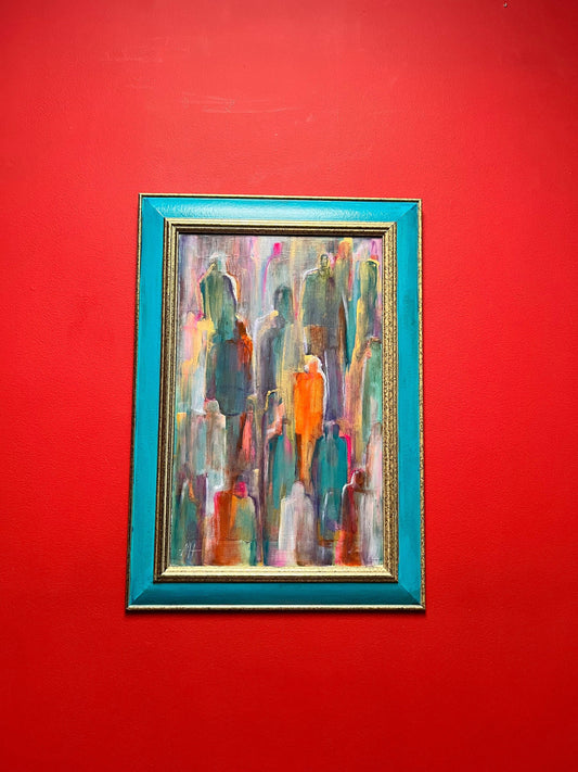 An   Exquisite 24 x 17 well-known Vancouver Island artist Marie Heath  untitled abstract  acrylic on board - stunningly framed - wow