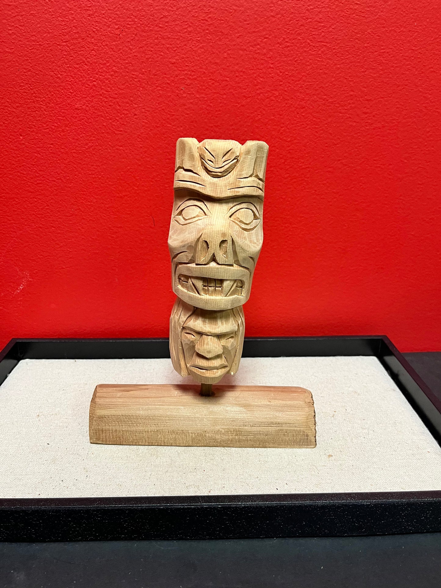 6 x 8 tall indigenous first nations, Pacific Northwest coast Stan  Joseph carved mask on stand great detail- cedar beauty - wow