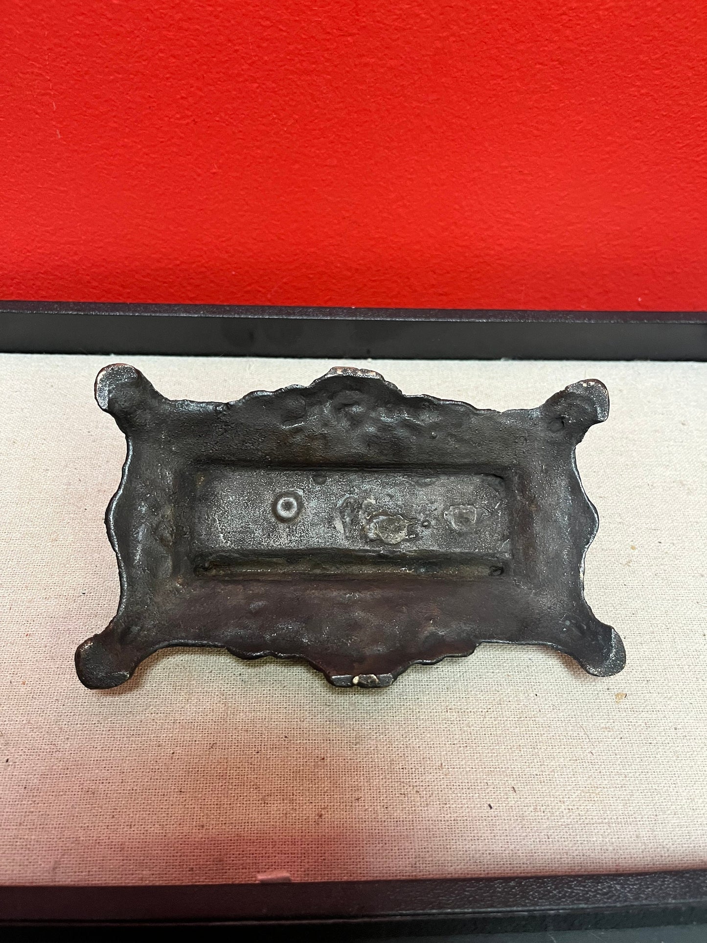 6 x 2 high antique bronze stamp box   English, heavily decorated  beautiful gift or for your desk