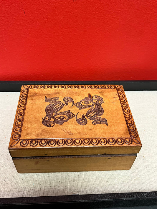 Lovely 6 x 4 x 2.5 inch high Brad Joseph wolf  box indigenous first nations Pacific northwest coast