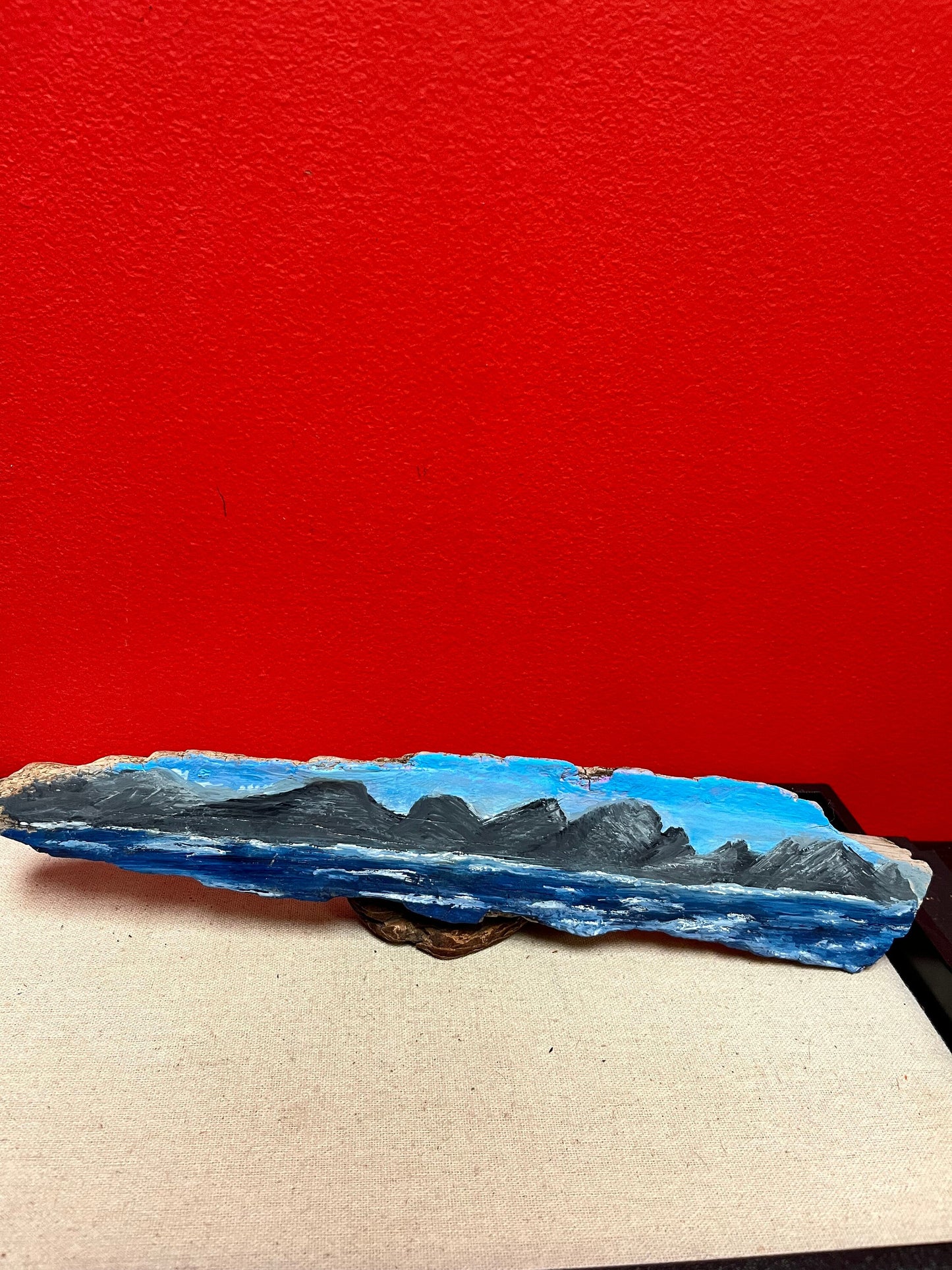Lovely hand painted Driftwood art from the nanaimo British Columbia   12 inches long  great gift