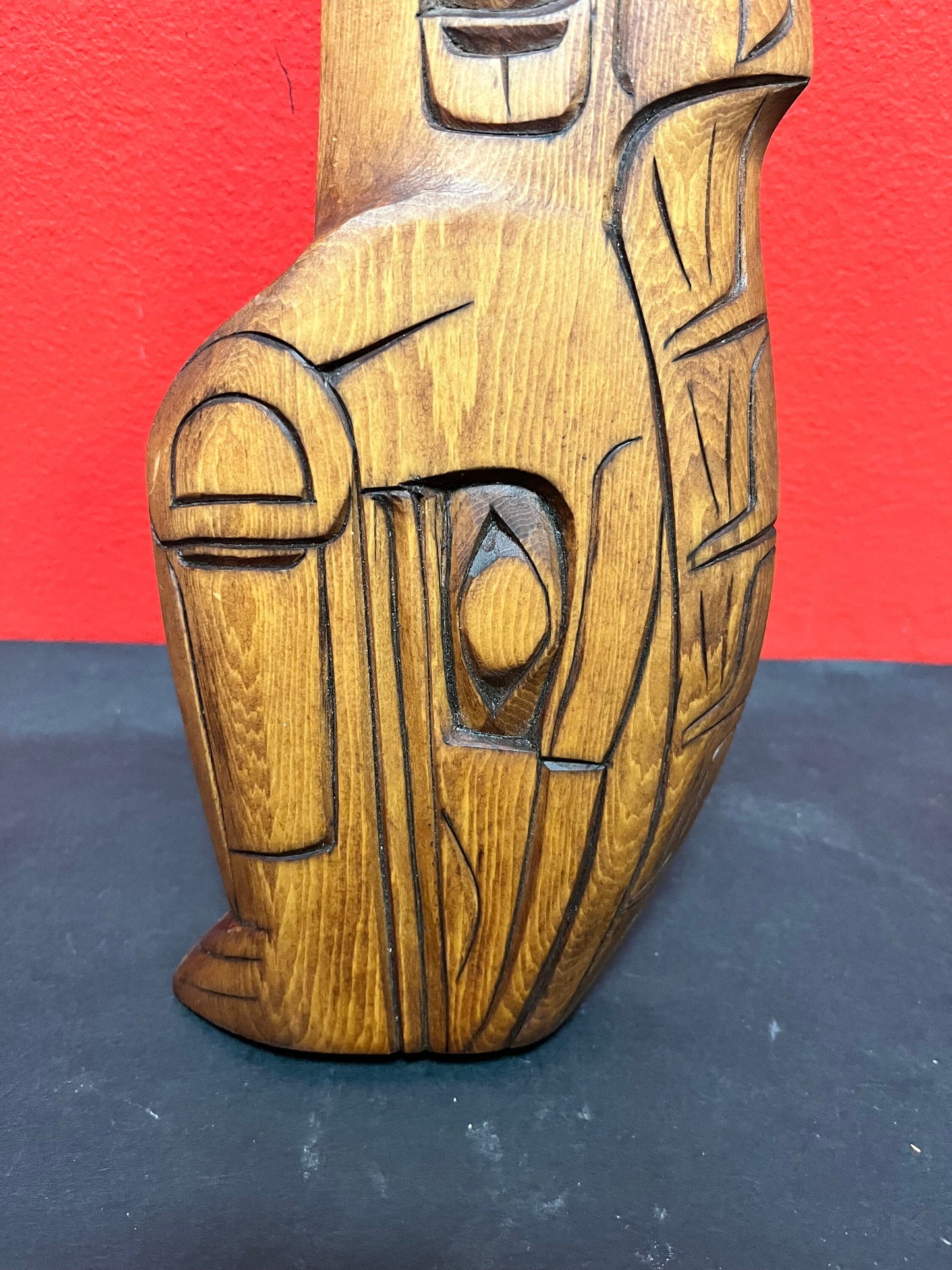 Lovely 11 inch indigenous first nations wolf raven transformation by Charles George Coast Salish art  needs a hanger