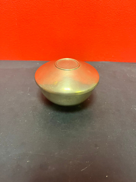 Heavy 4 inch antique Japanese gilded bronze bowl with lid  unusual and beautiful  good value
