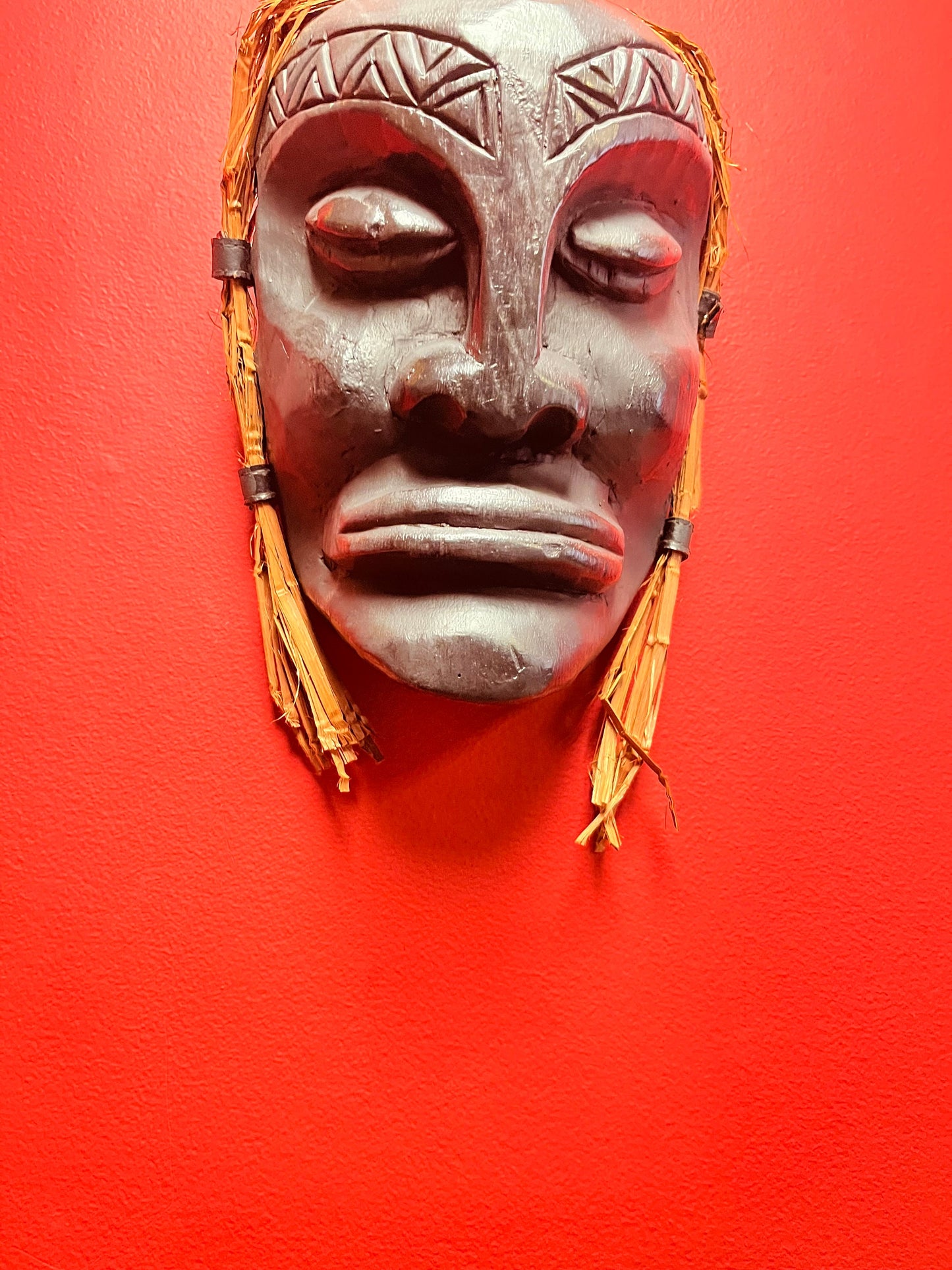 A fabulous 9 x 7 wide Brad, Joseph Wildman mask with Cedar hair  stunning imagery indigenous first nations Pacific northwest coast mask