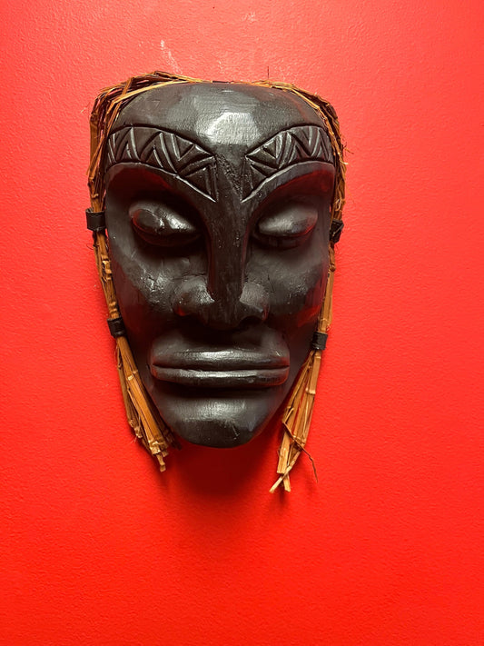 A fabulous 9 x 7 wide Brad, Joseph Wildman mask with Cedar hair  stunning imagery indigenous first nations Pacific northwest coast mask