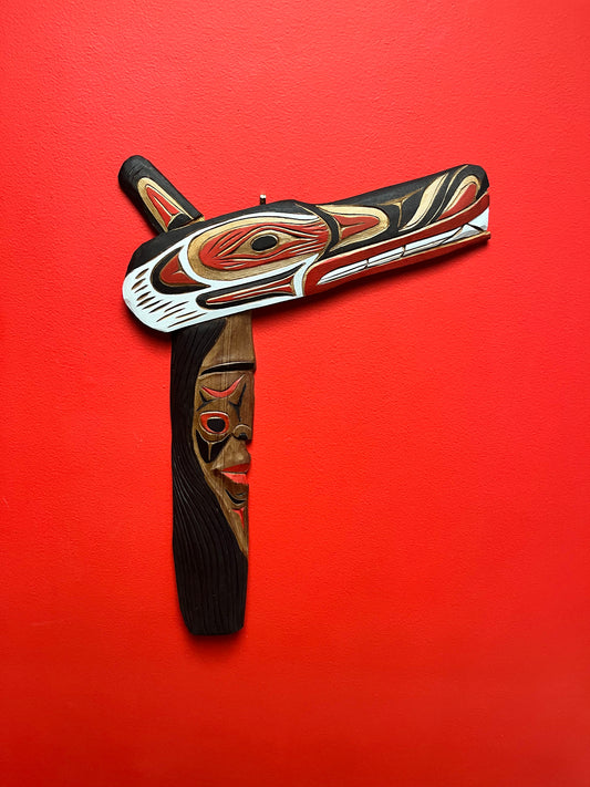Stunning 20 x 14 wide Stan Joseph mask and chief transformation plaque  indigenous first nations Pacific northwest coast beauty