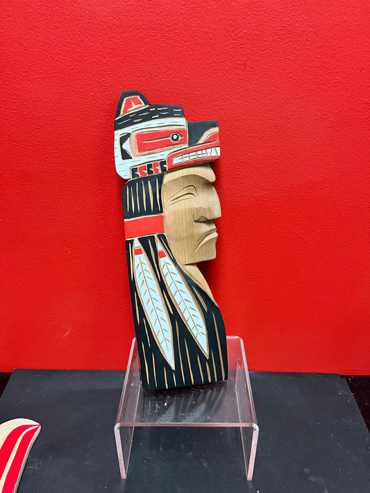 Lovely 14 inch high wolf chief cedar plaque by Brad Joseph- indigenous first Nations, Pacific Northwest coast beauty
