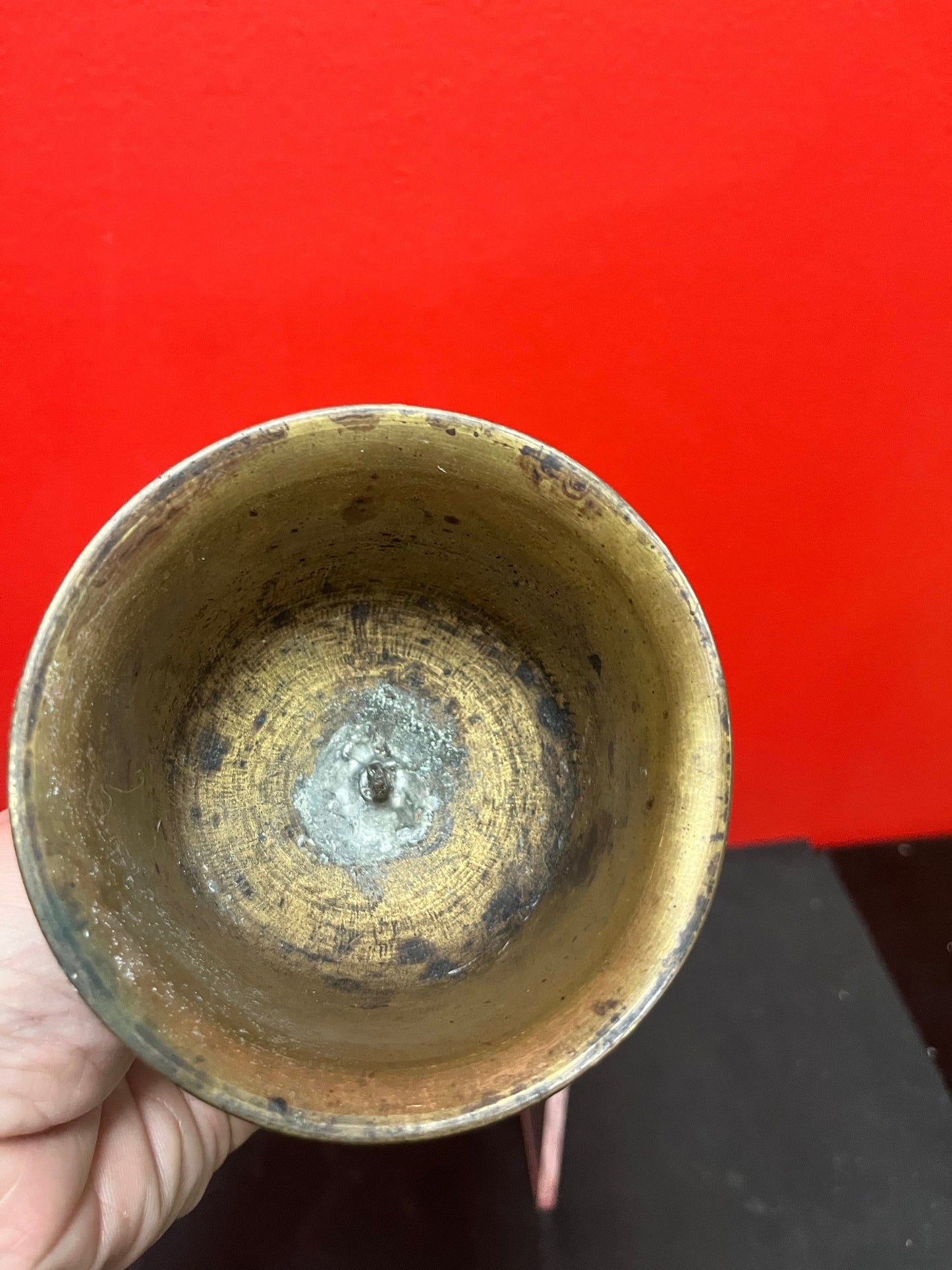 Lovely very old bronze Nepalese, Temple  bell with great patina  missing little ringer thing