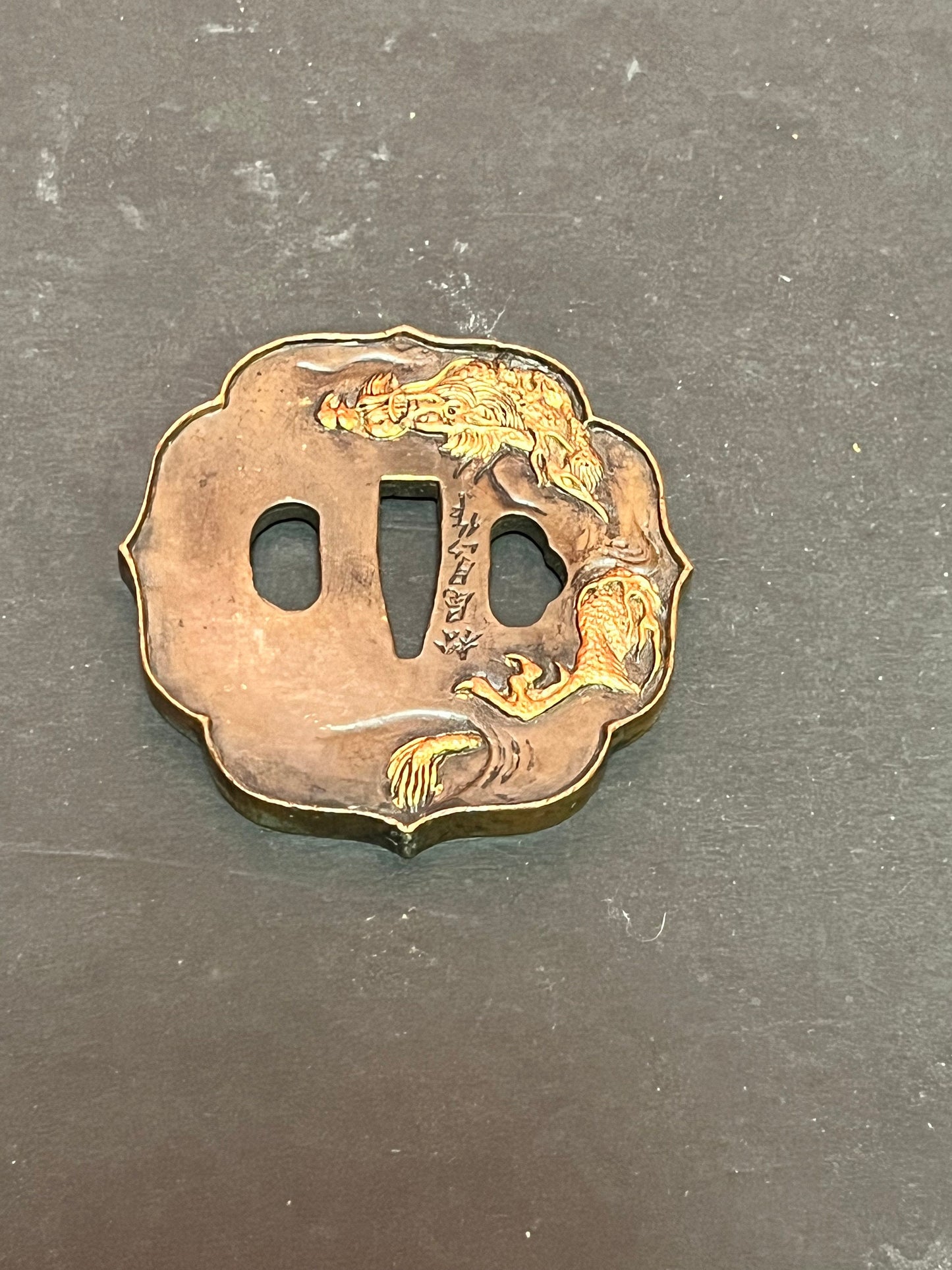 Stunning antique signed Japanese dragon tsuba  amazing imagery and patina  from a great collection