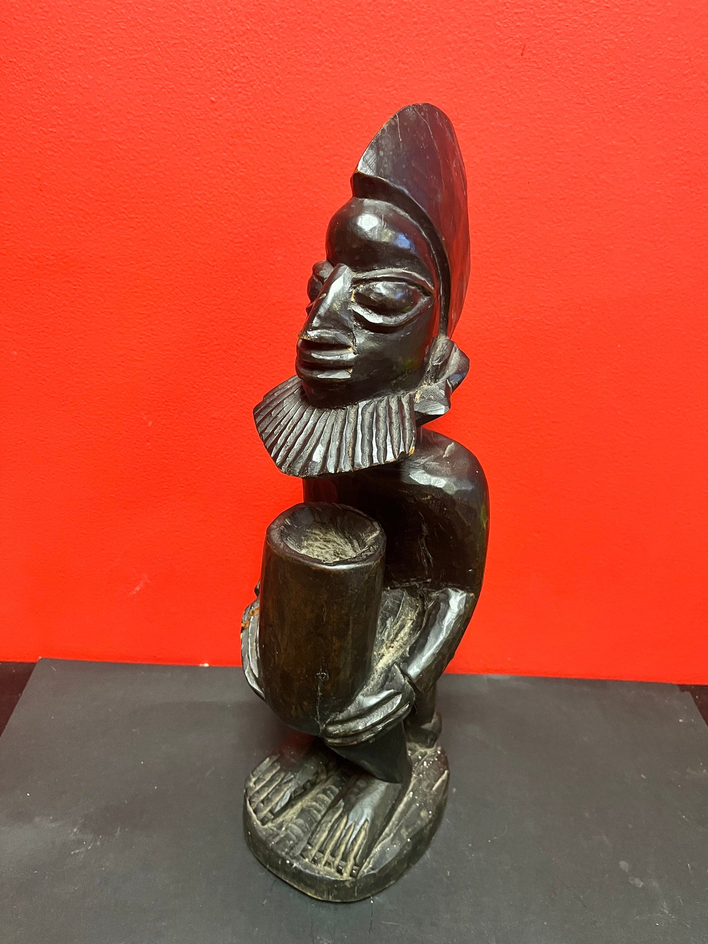 Stunning old African wooden statue of a man  18 inches in antique condition  wonderful patina, and great imagery