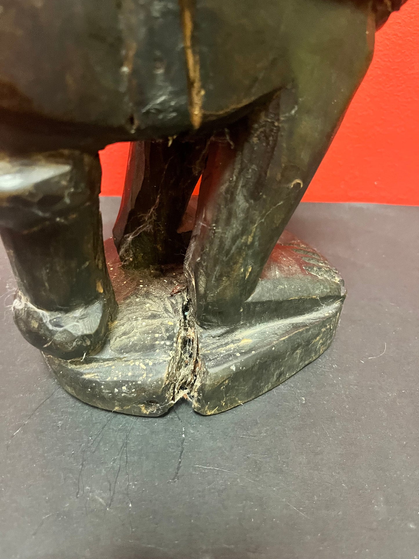 Stunning old African wooden statue of a man  18 inches in antique condition  wonderful patina, and great imagery