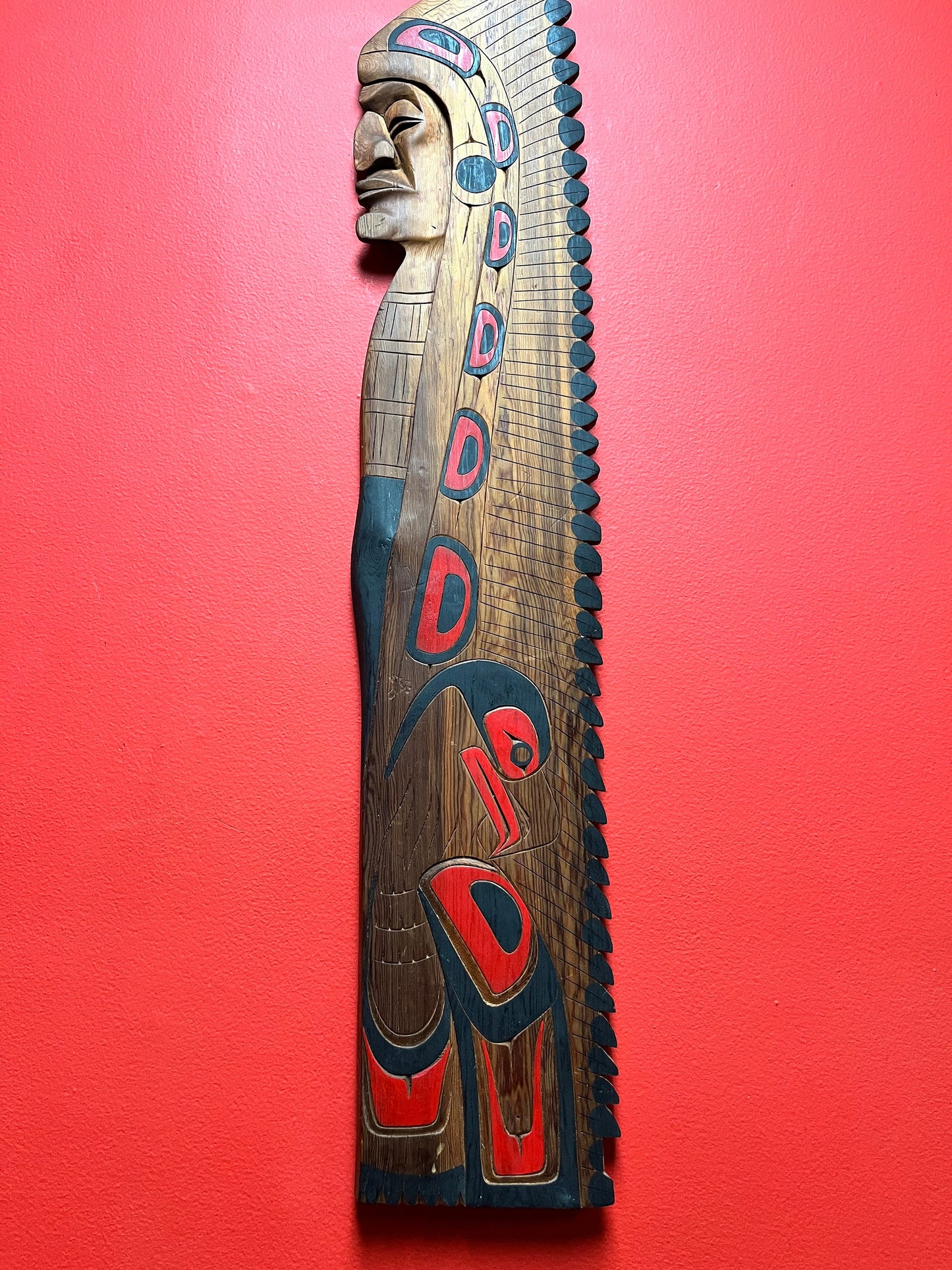 32 x 6 inch stunning Tyrone Joseph indigenous, first nations, Pacific Northwest coast, Squamish chief plaque  beautiful piece