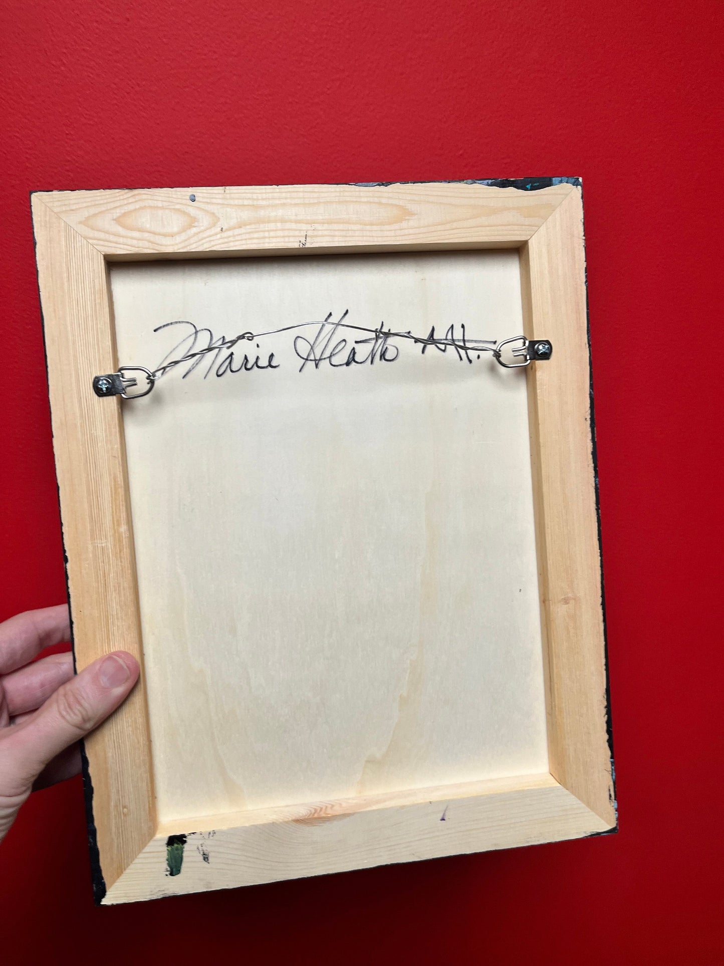 Exquisite 14 x 11“ well-known Vancouver Island artist Marie Heath  untitled abstract of a chair  gorgeous acrylic on wood  great detail