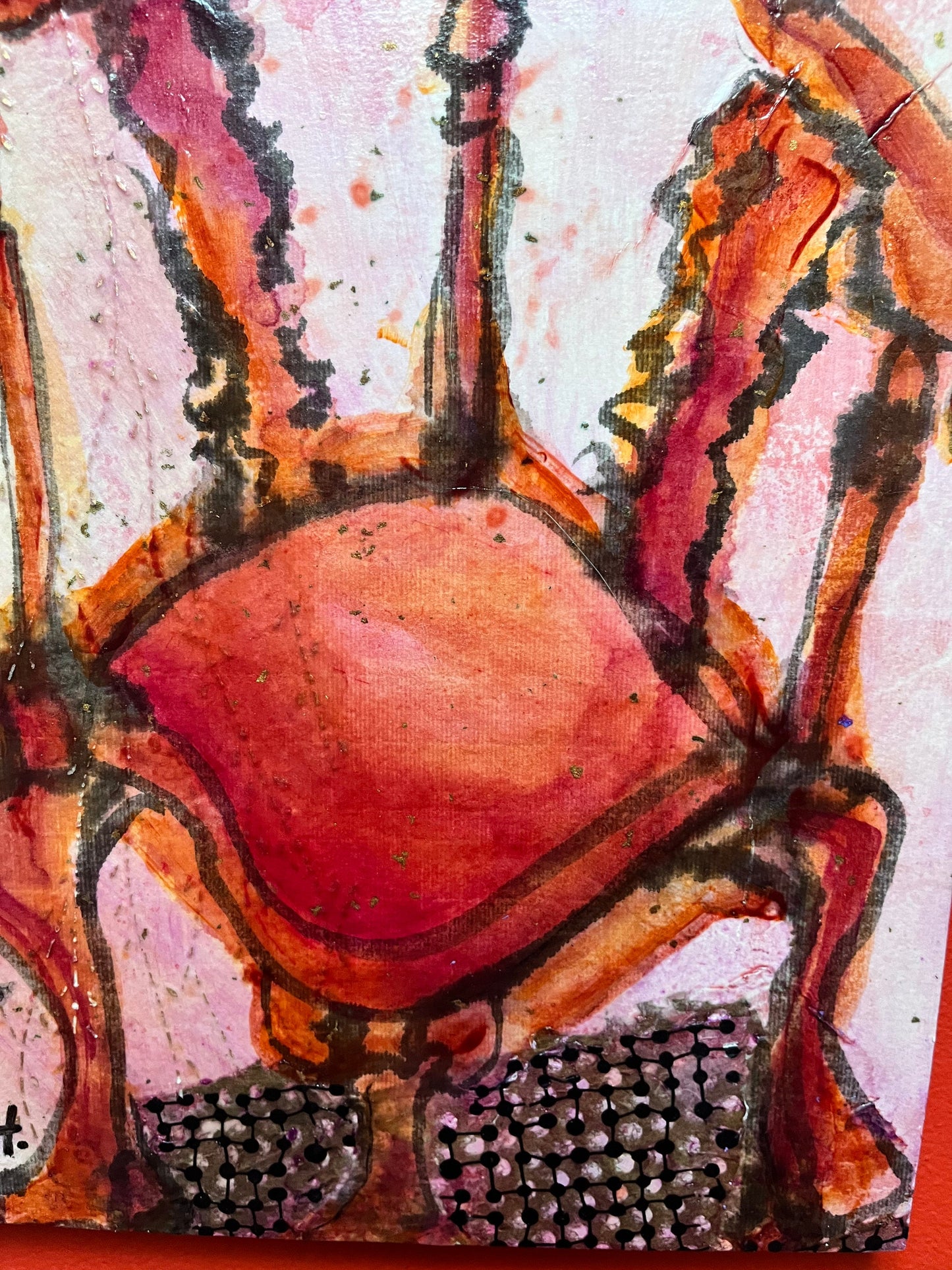 Exquisite 14 x 11“ well-known Vancouver Island artist Marie Heath  untitled abstract of a chair  gorgeous acrylic on wood  great detail