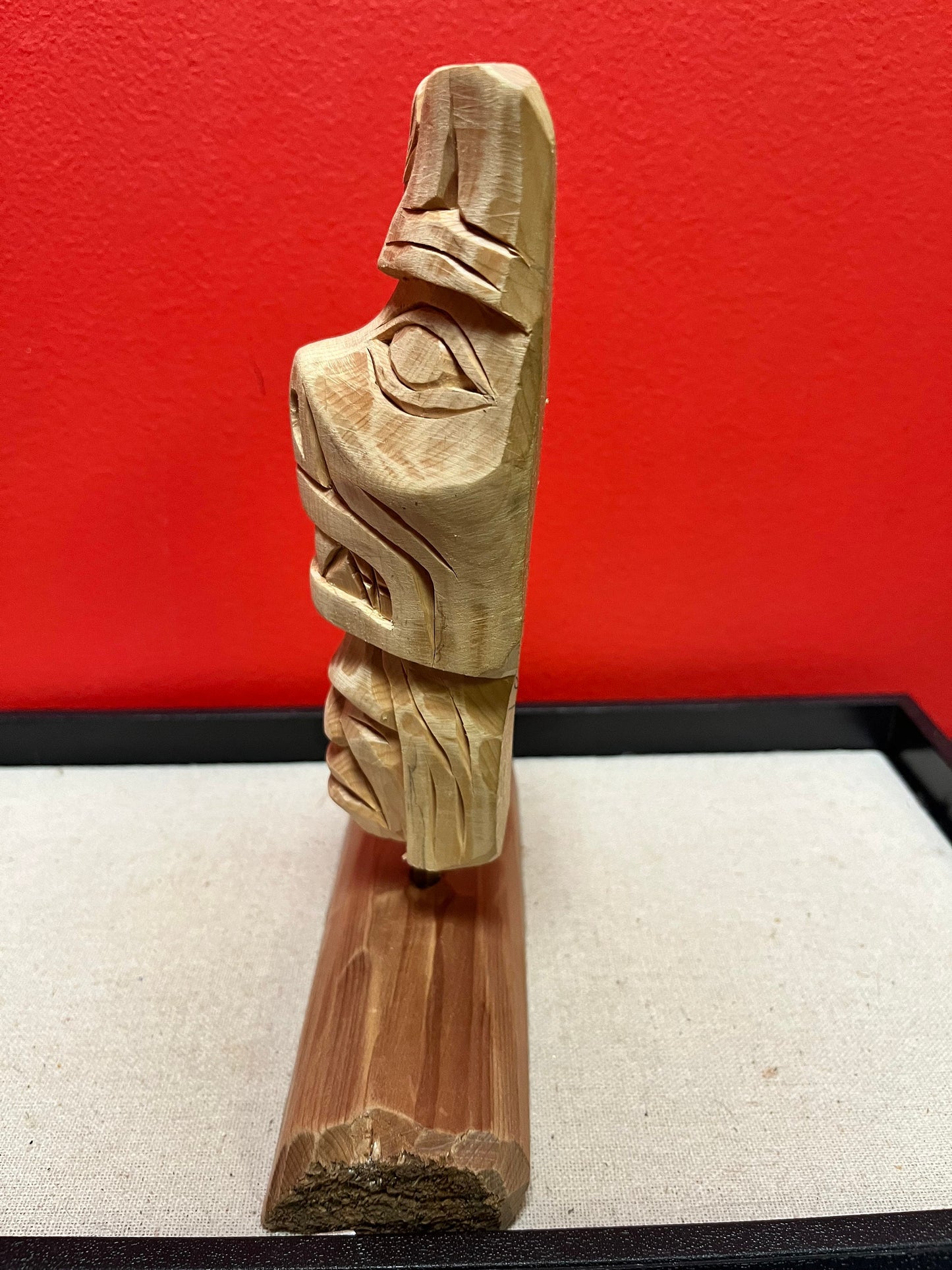 6 x 8 tall indigenous first nations, Pacific Northwest coast Stan  Joseph carved mask on stand great detail- cedar beauty - wow
