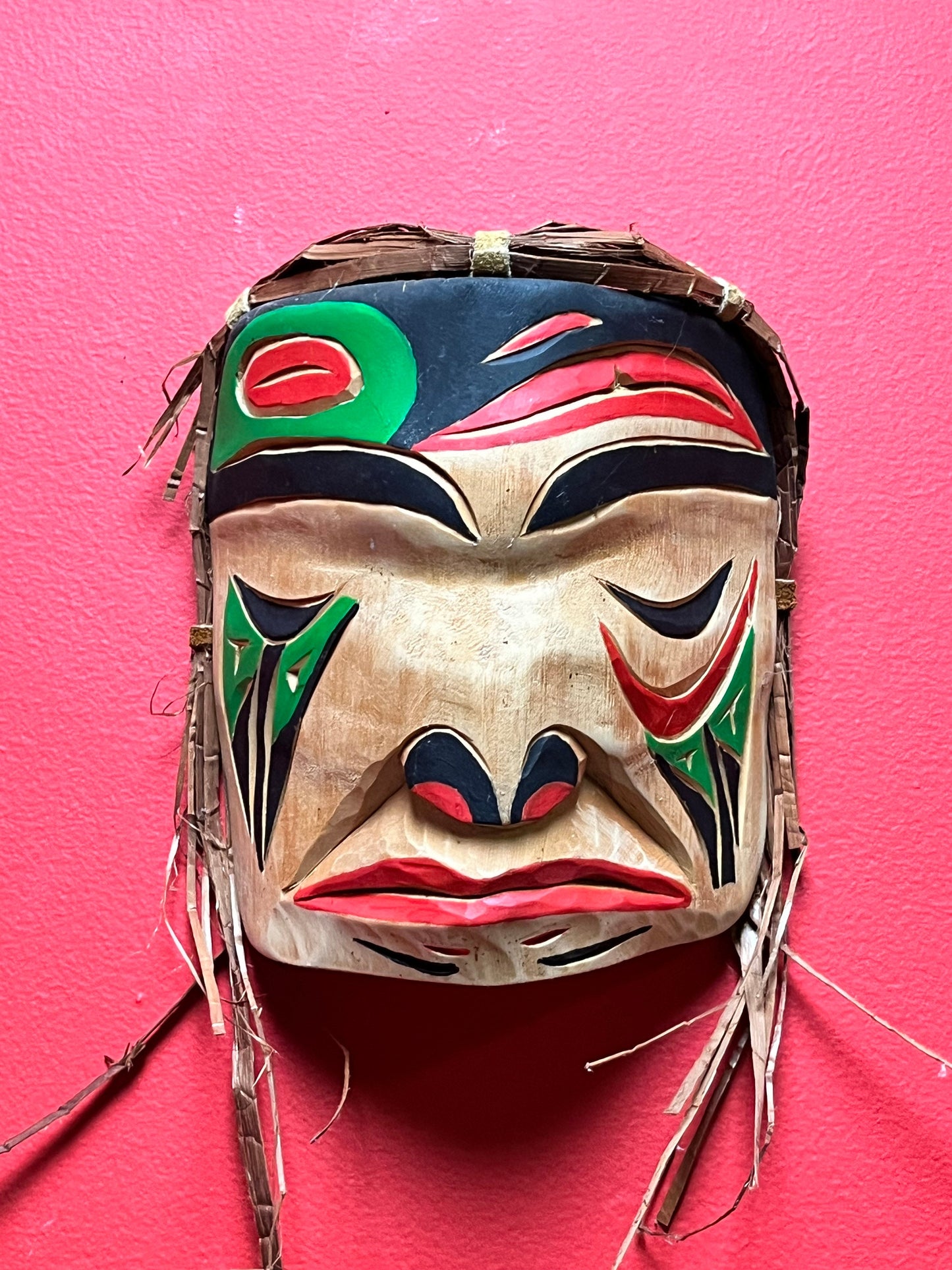 A Stunning 8 inch tall Stan Joseph, indigenous first nations specific northwest coast Cedar mask   unbelievable quality