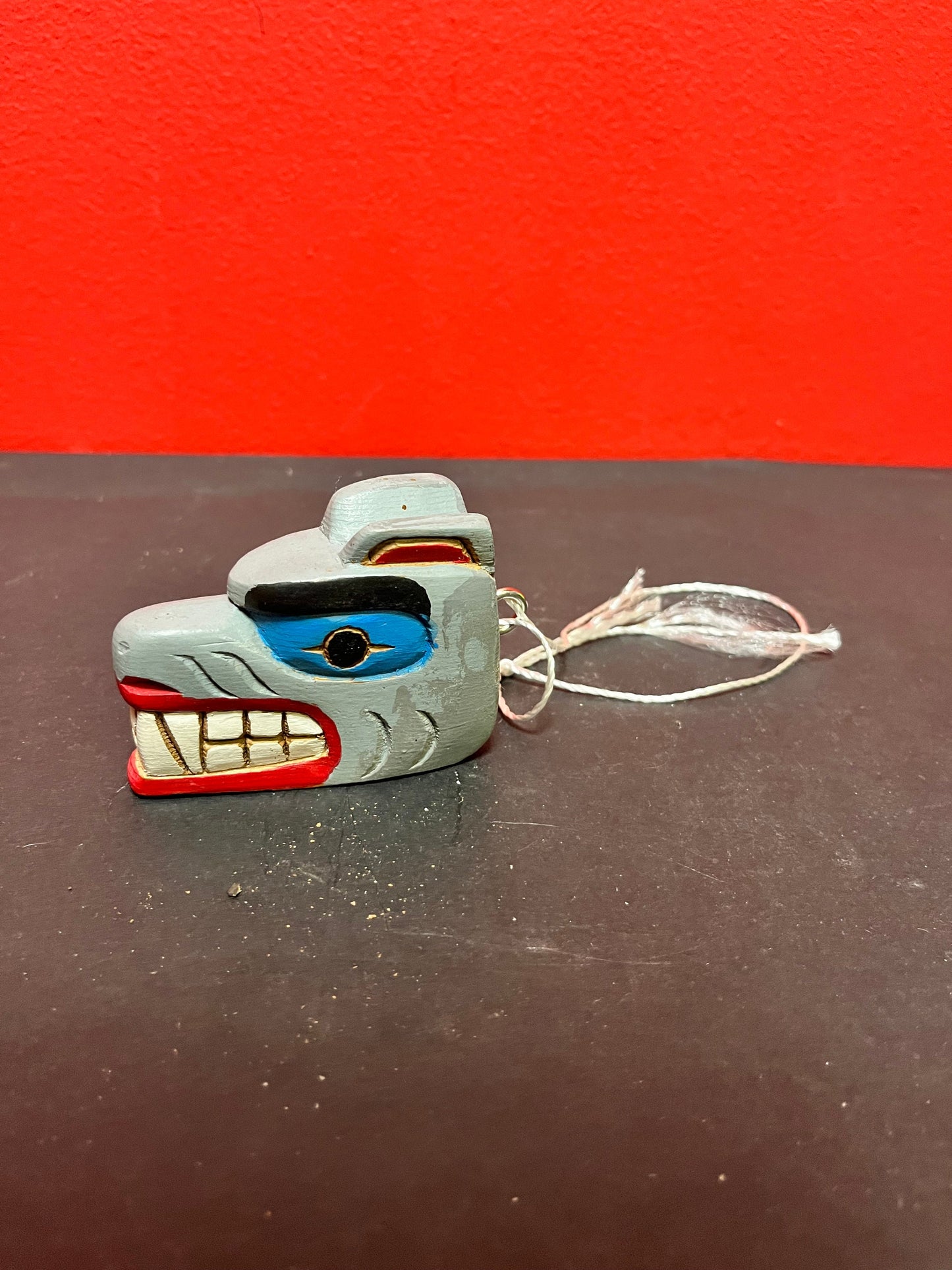 Cool  A 3×2 1/2 inch high indigenous first nations pacific coast primitive carved wolf head  attributed to the Joseph family