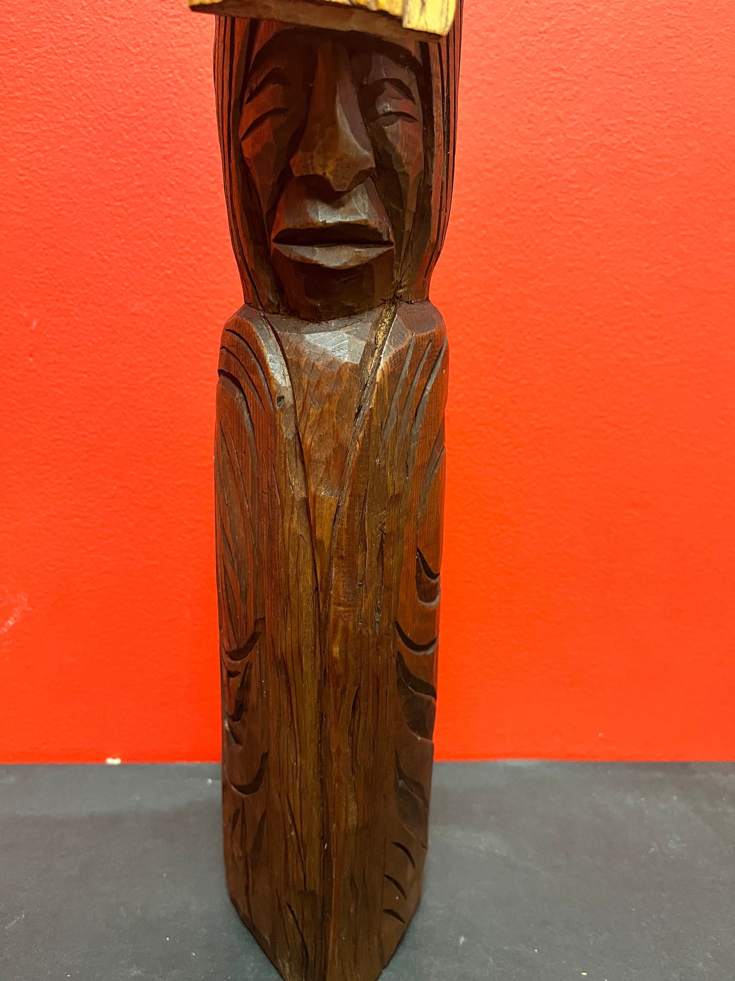 16 inch tall mask on totem statue   incredible Stan Joseph indigenous first nations Pacific northwest coast unique and beautiful -