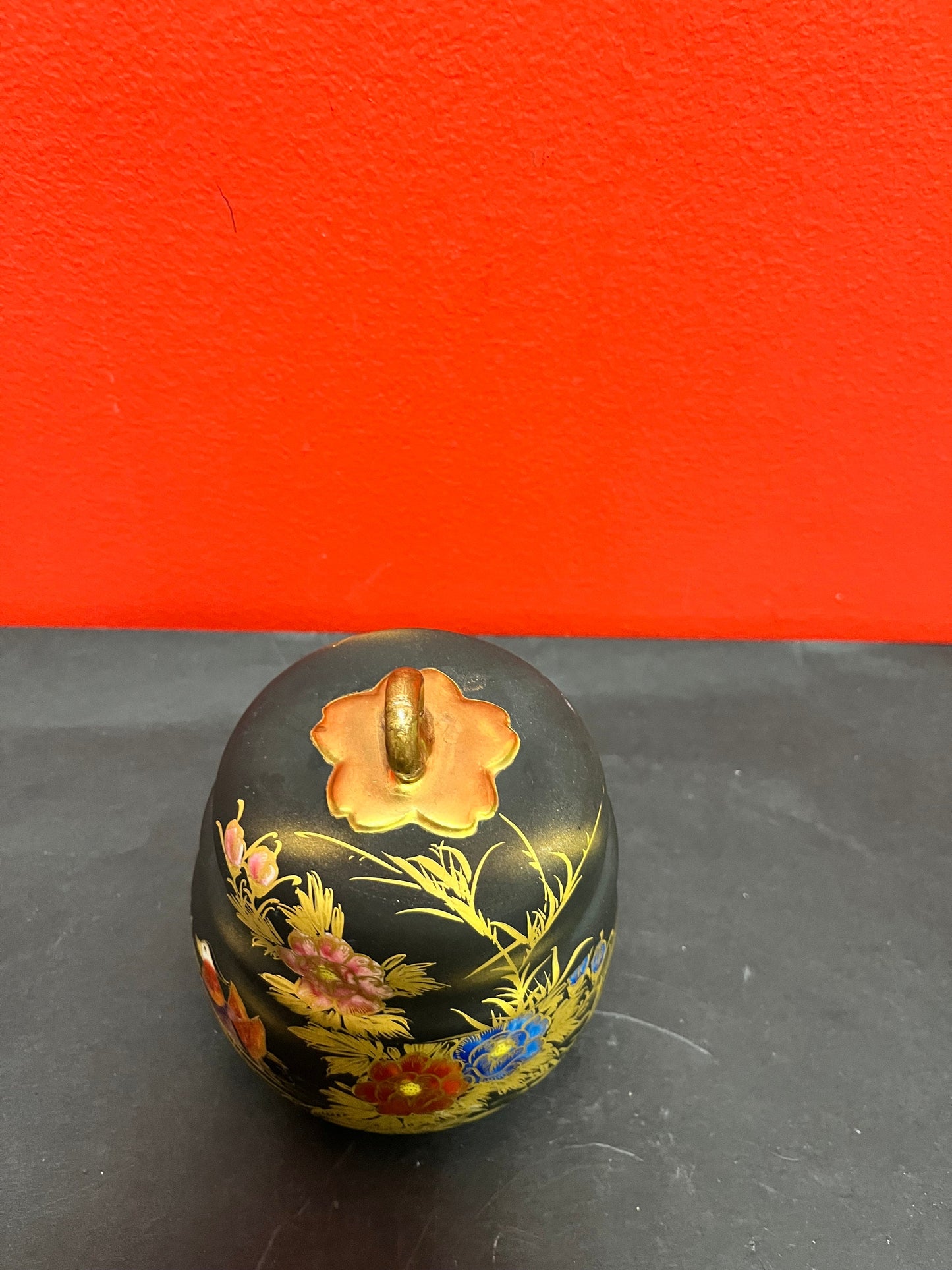 Antique Japanese Satsuma  stunning Japanese painted Satsuma lidded pot - 5 inches high and signed in mint condition