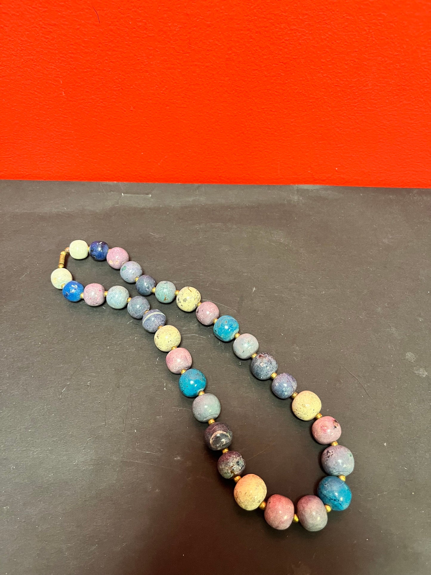 Approx 22 inches stone necklace  cool design.  great quality