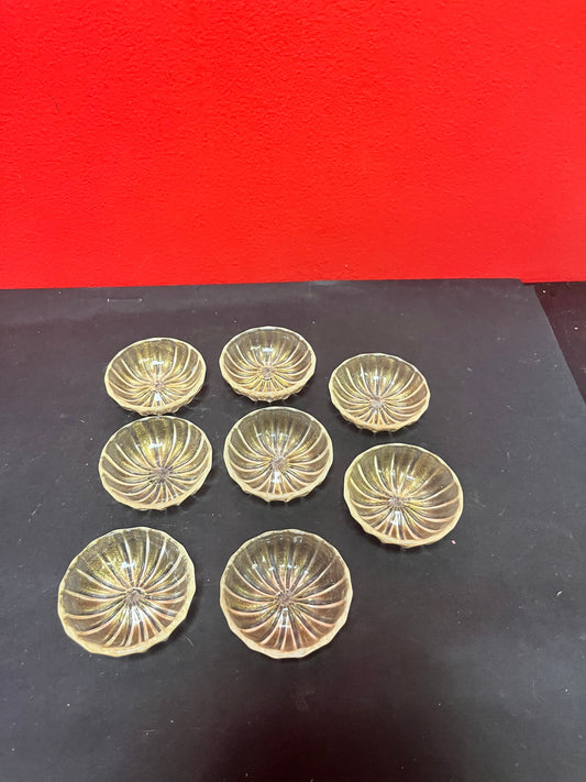 Lovely set of eight antique Venetian glass dishes   2.5 inches each