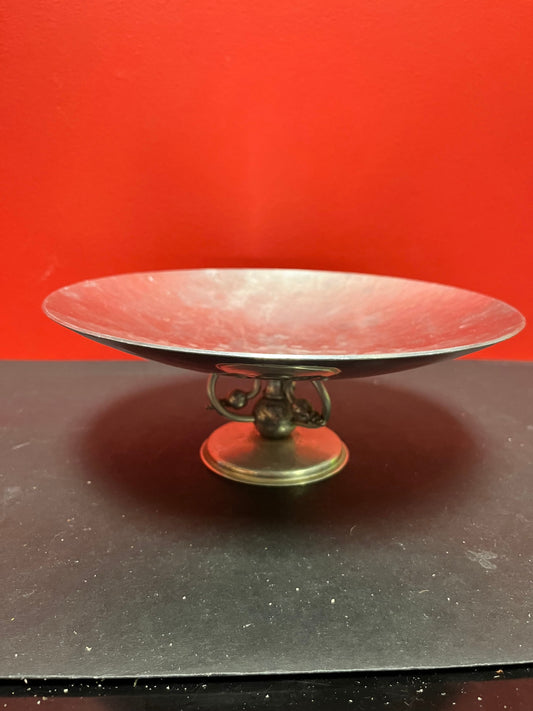 Lovely Georg Jensen style art nouveau hammered metal compote dish on pedestal real beauty and see photos for Condition- 10 x 4 high