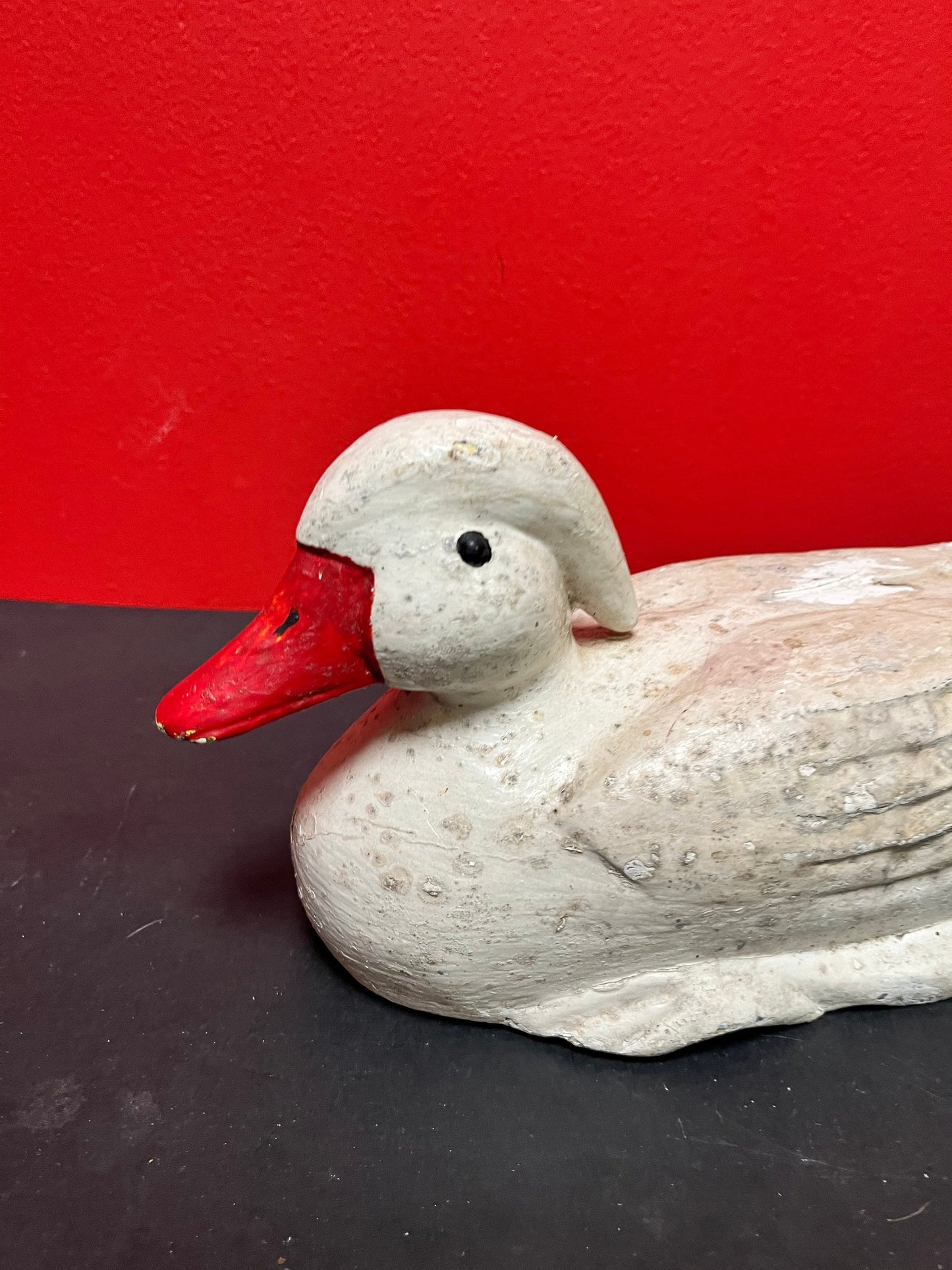 Stunning antique Canadia painted wood duck decoy  Many many layers of paint on this antique beauty