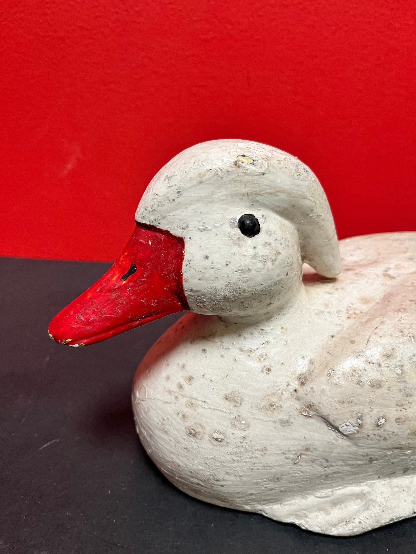 Stunning antique Canadia painted wood duck decoy  Many many layers of paint on this antique beauty