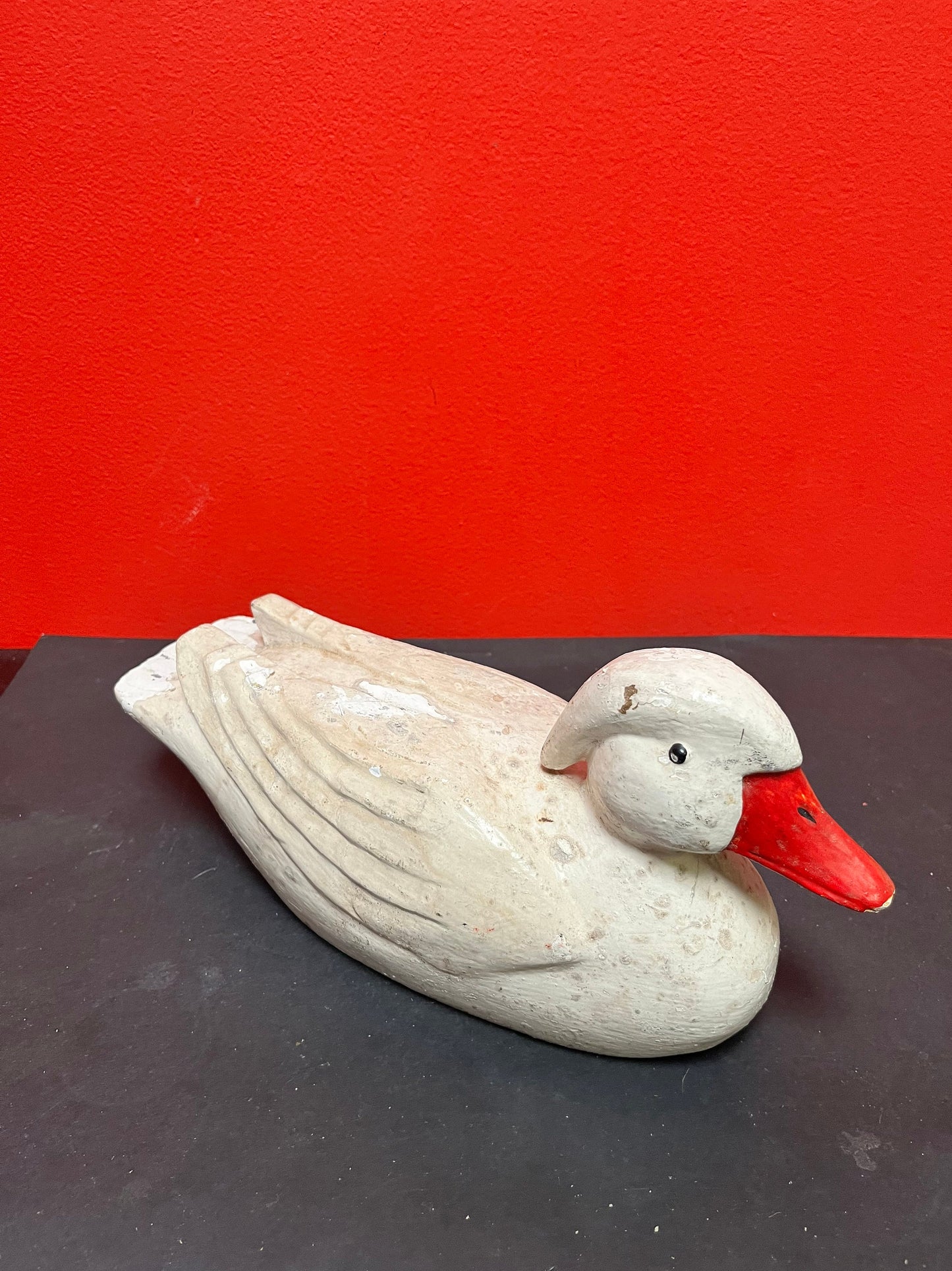 Stunning antique Canadia painted wood duck decoy  Many many layers of paint on this antique beauty