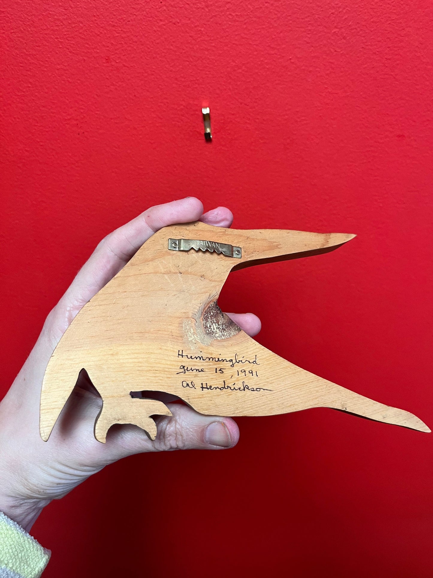 A Lovely detailed 8 inch long indigenous First Nations pacific north west coast signed hummingbird plaque