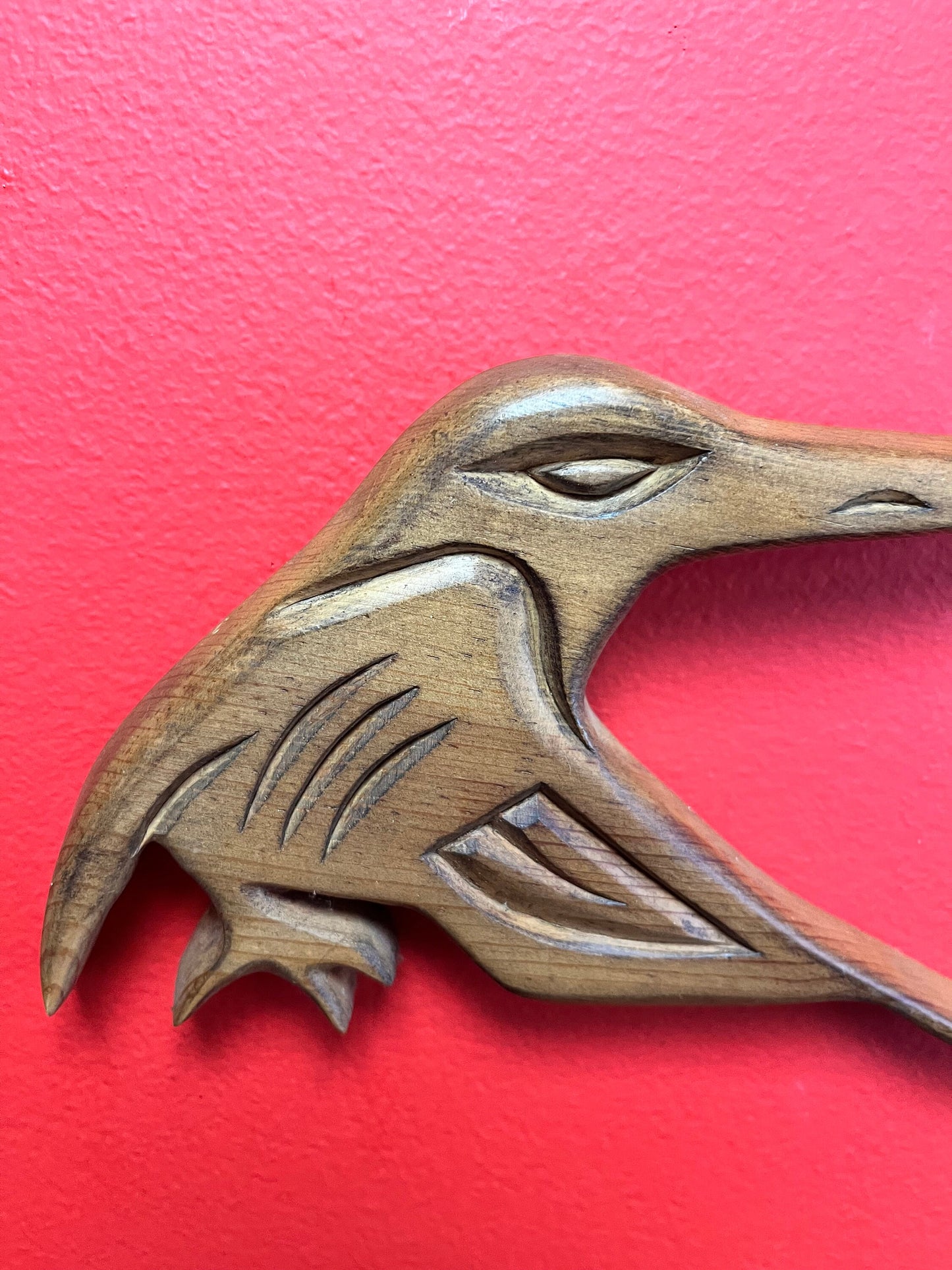 A Lovely detailed 8 inch long indigenous First Nations pacific north west coast signed hummingbird plaque