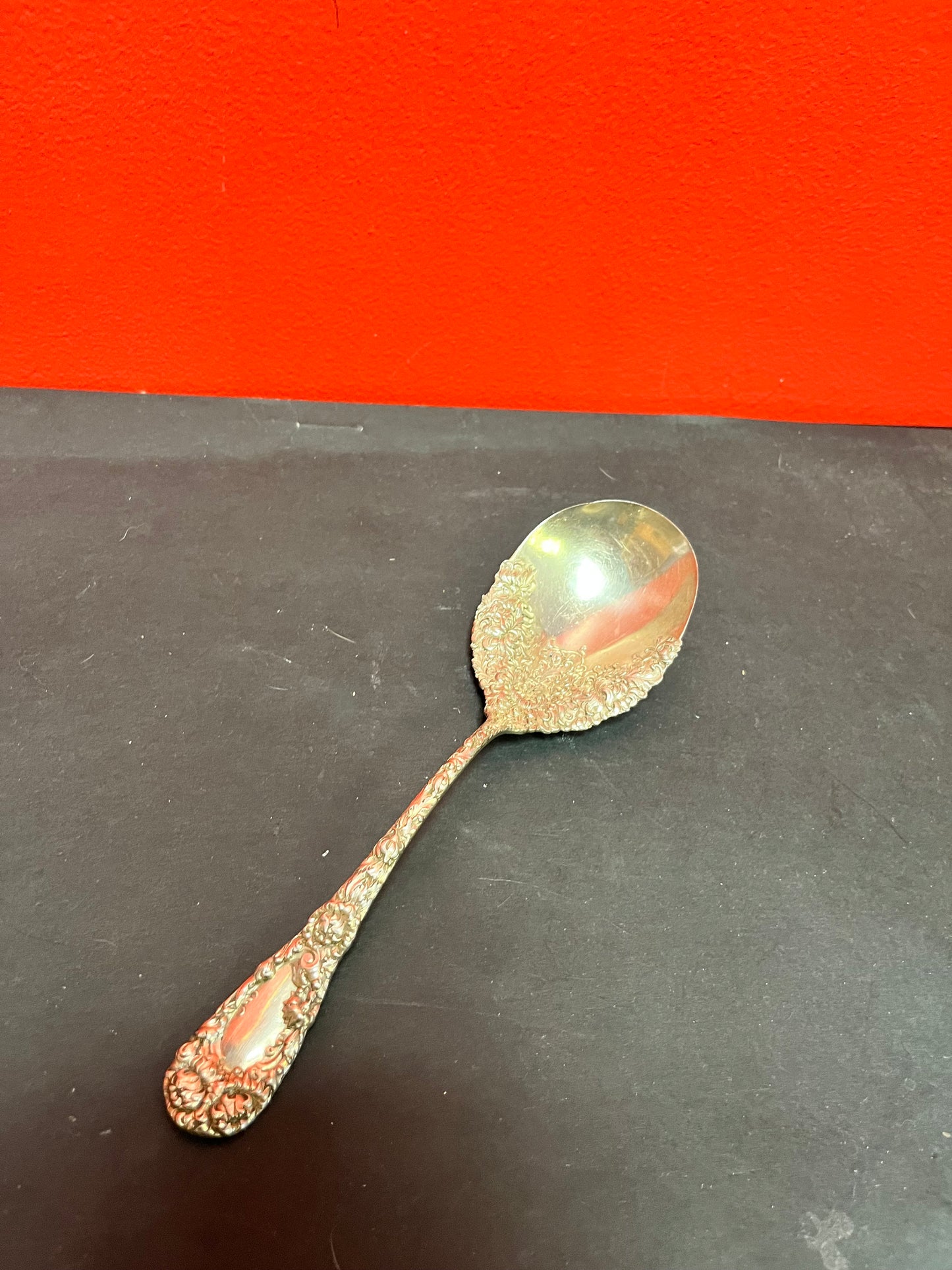 A  Lovely very heavy ornate sterling 925 serving spoon  ready to gift or use